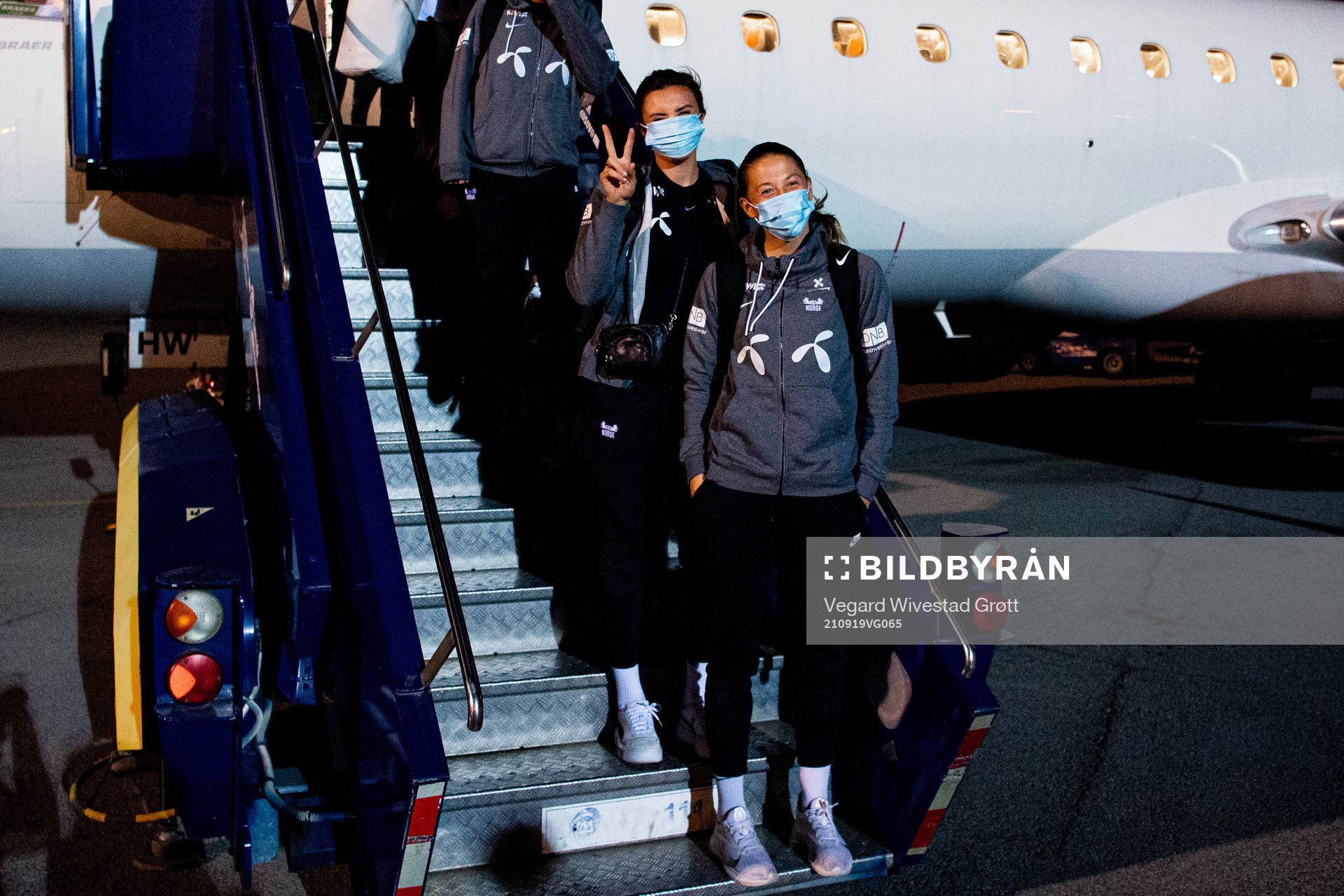 Ingrid Syrstad Engen and goalkeeper Cecilie Fiskerstrand of