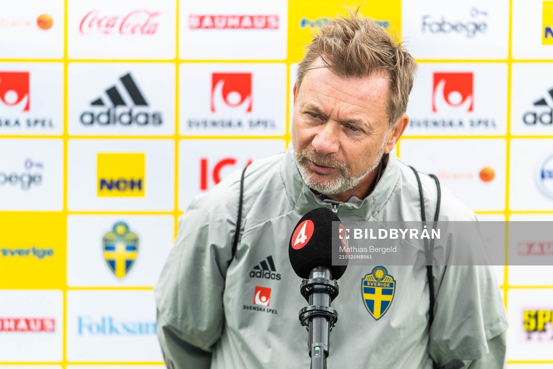 Peter Gerhardsson, head coach, is interviewed