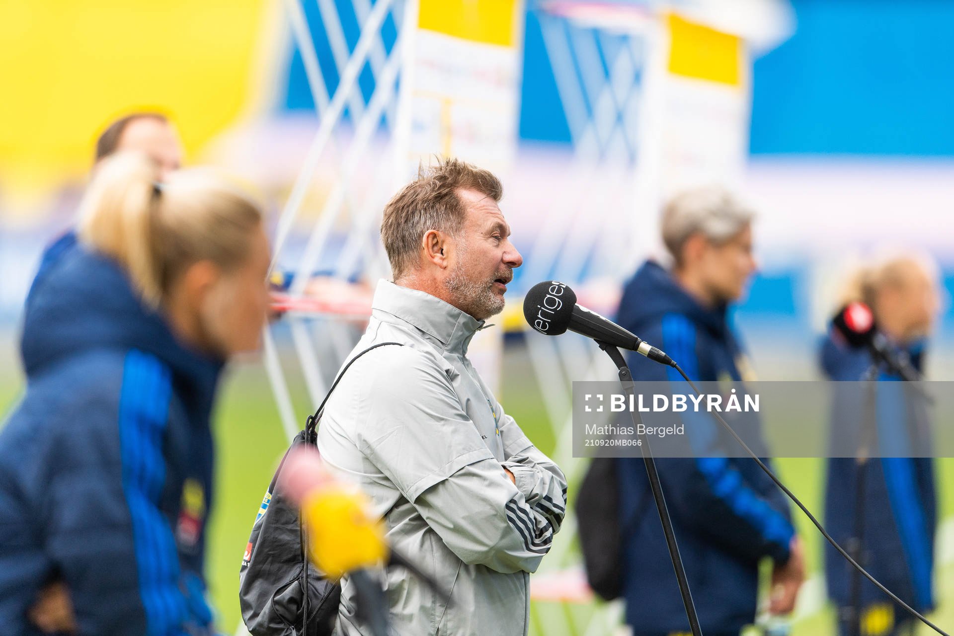 Peter Gerhardsson, head coach, is interviewed