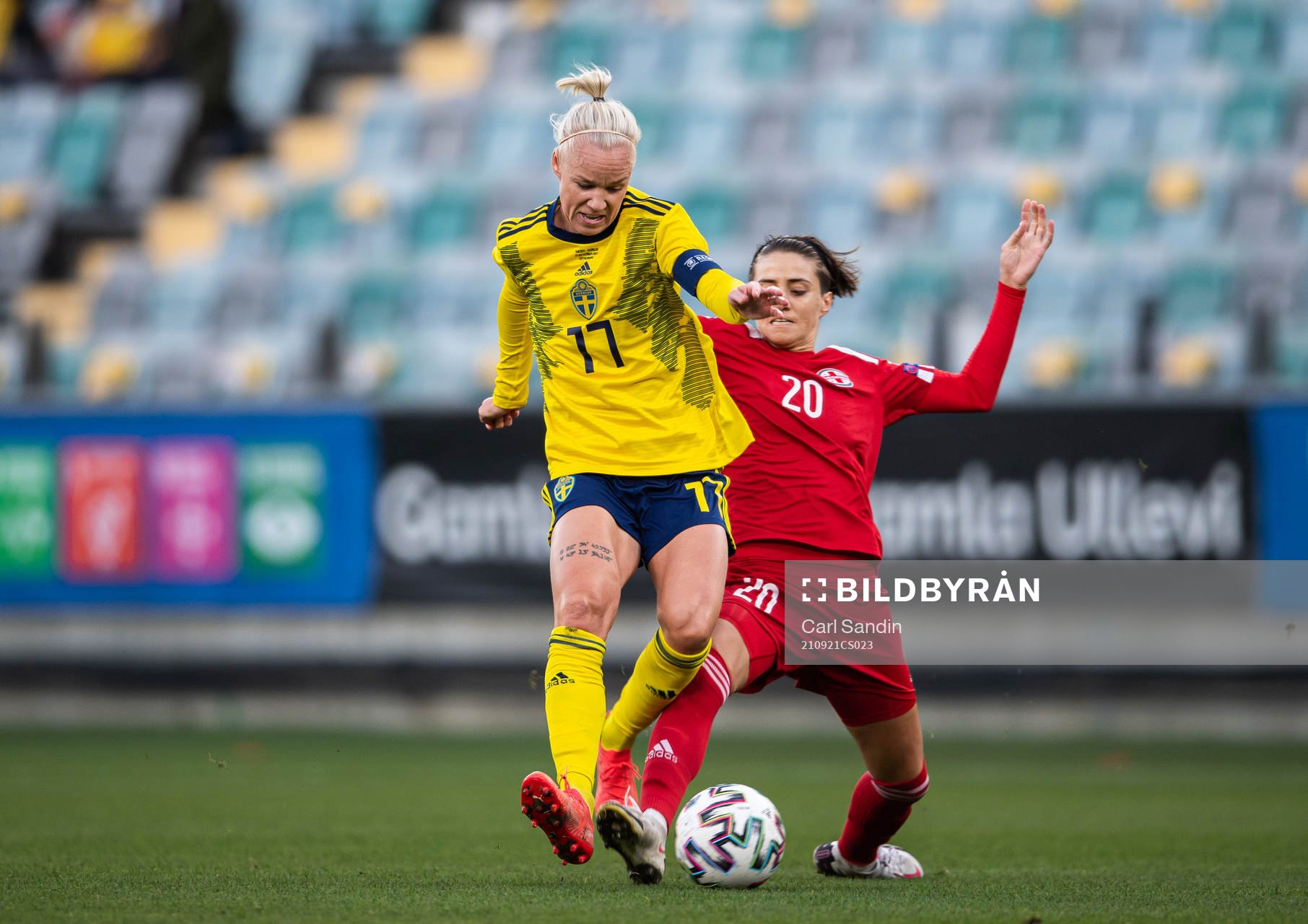 Caroline Seger of Sweden and Khatia Tchkonia of Georgia