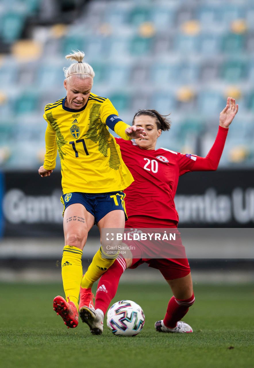 Caroline Seger of Sweden and Khatia Tchkonia of Georgia
