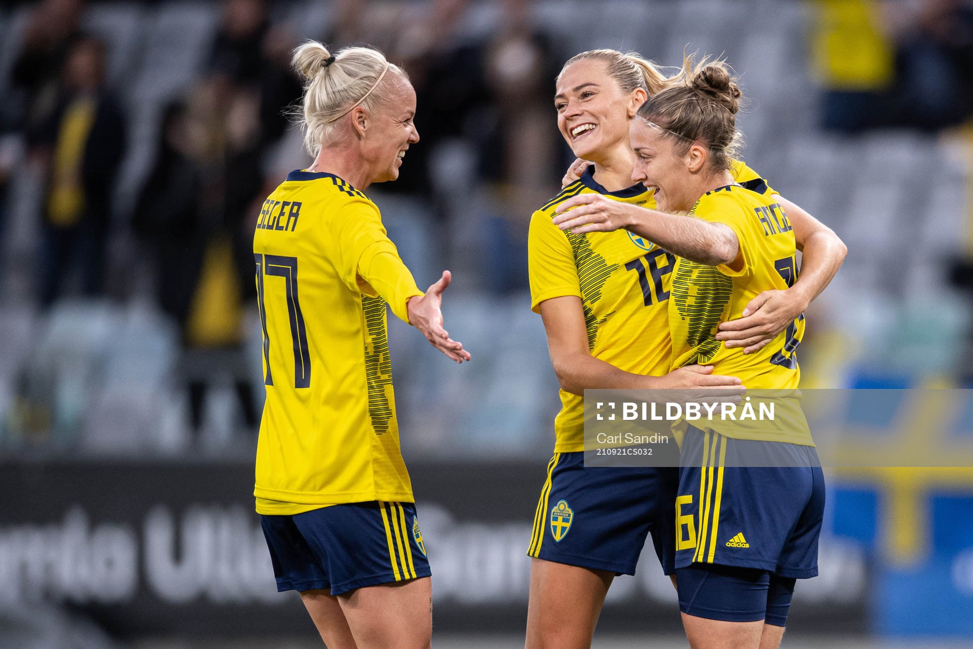 Caroline Seger, Fridolina Rolfö and Filippa Angeldahl of