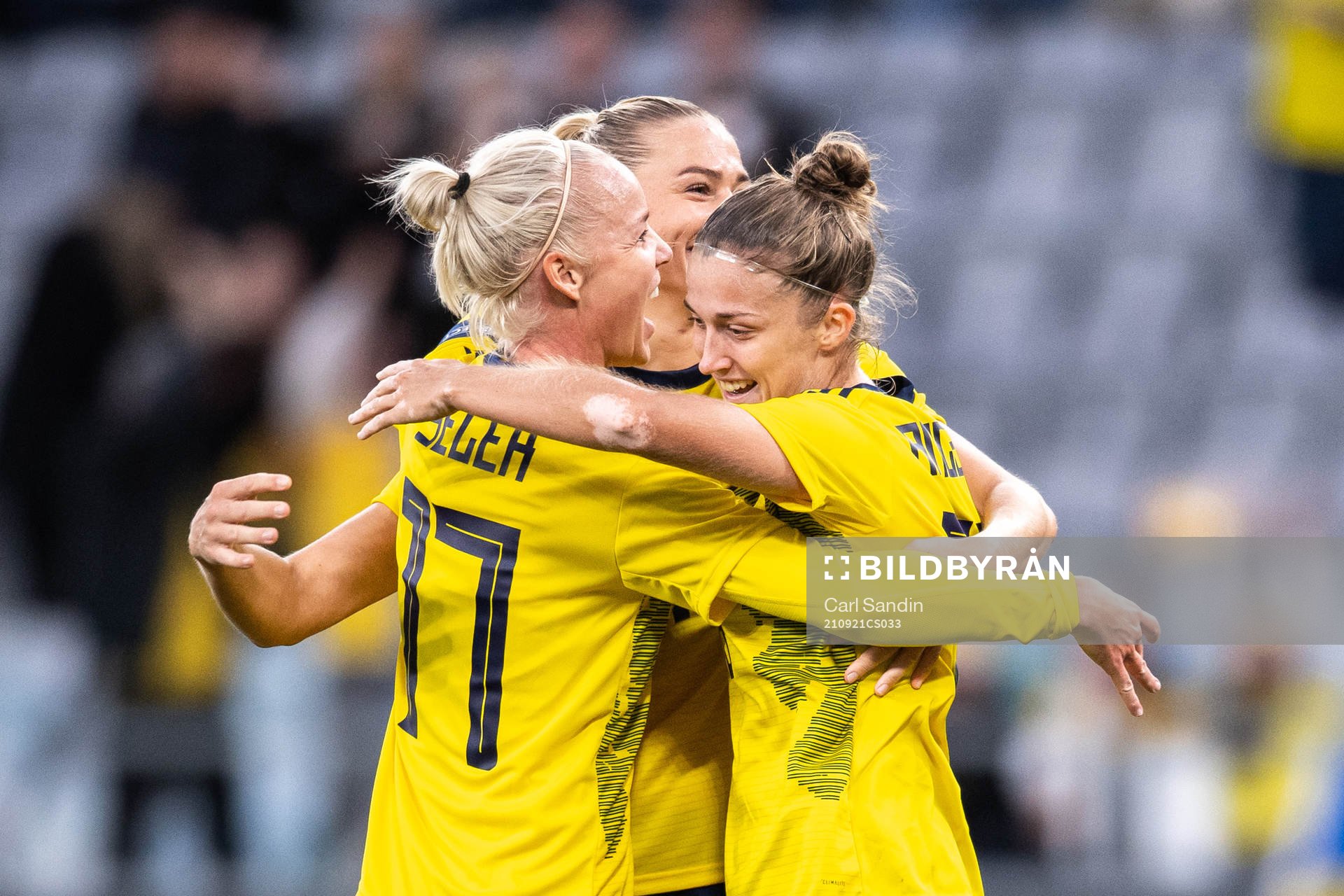 Caroline Seger, Fridolina Rolfö and Filippa Angeldahl of