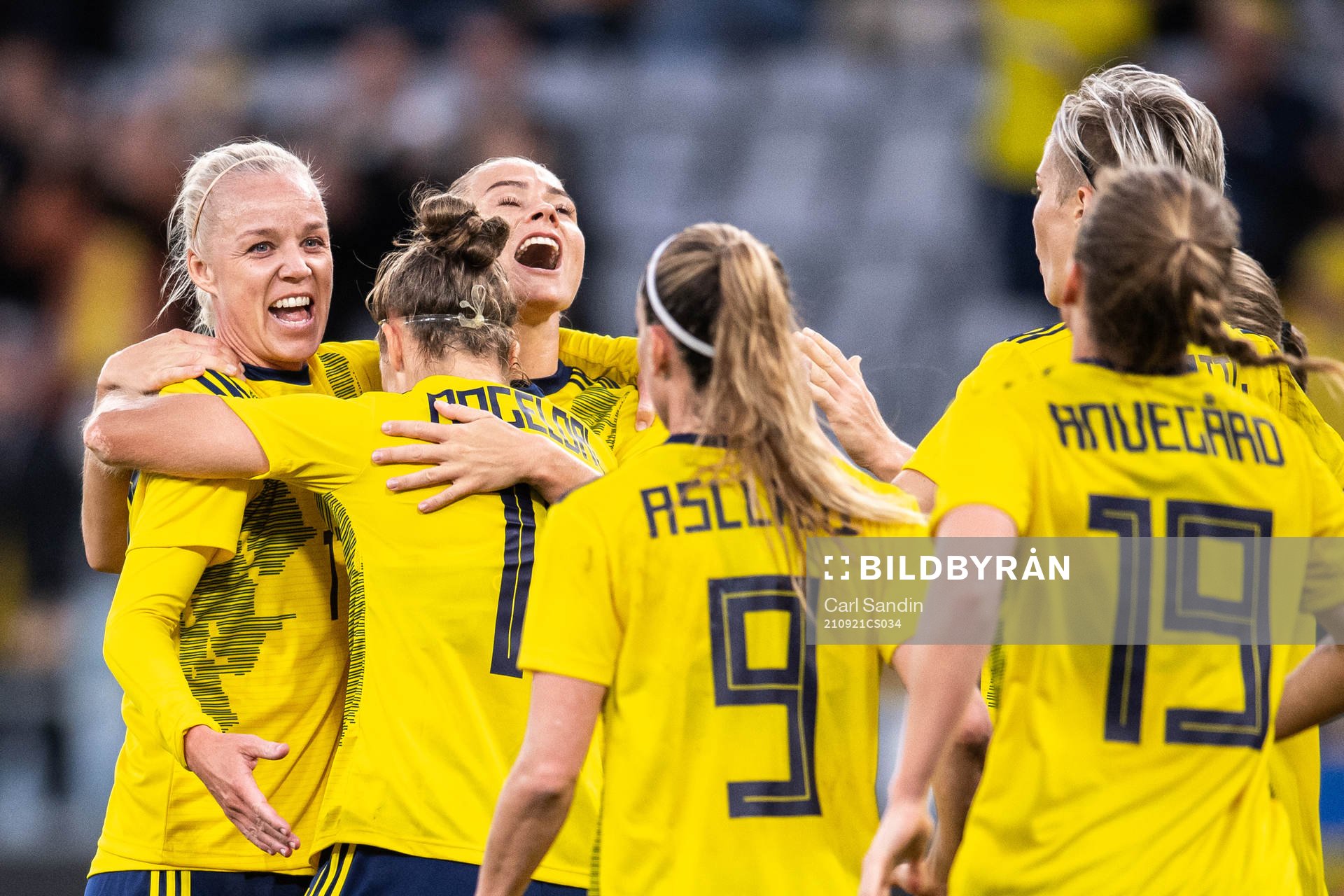 Caroline Seger, Fridolina Rolfö and Filippa Angeldahl of