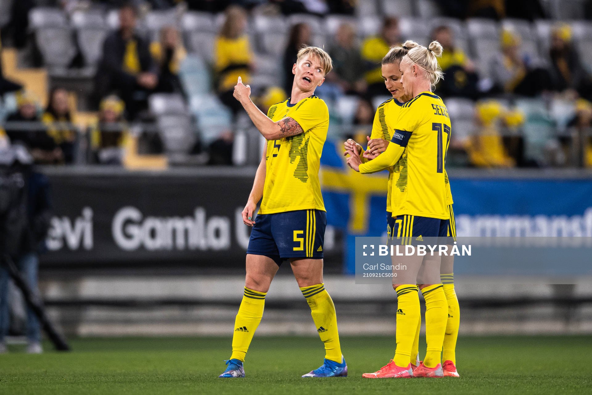 Nilla Fischer, Caroline Seger and Nathalie Björn of Sweden