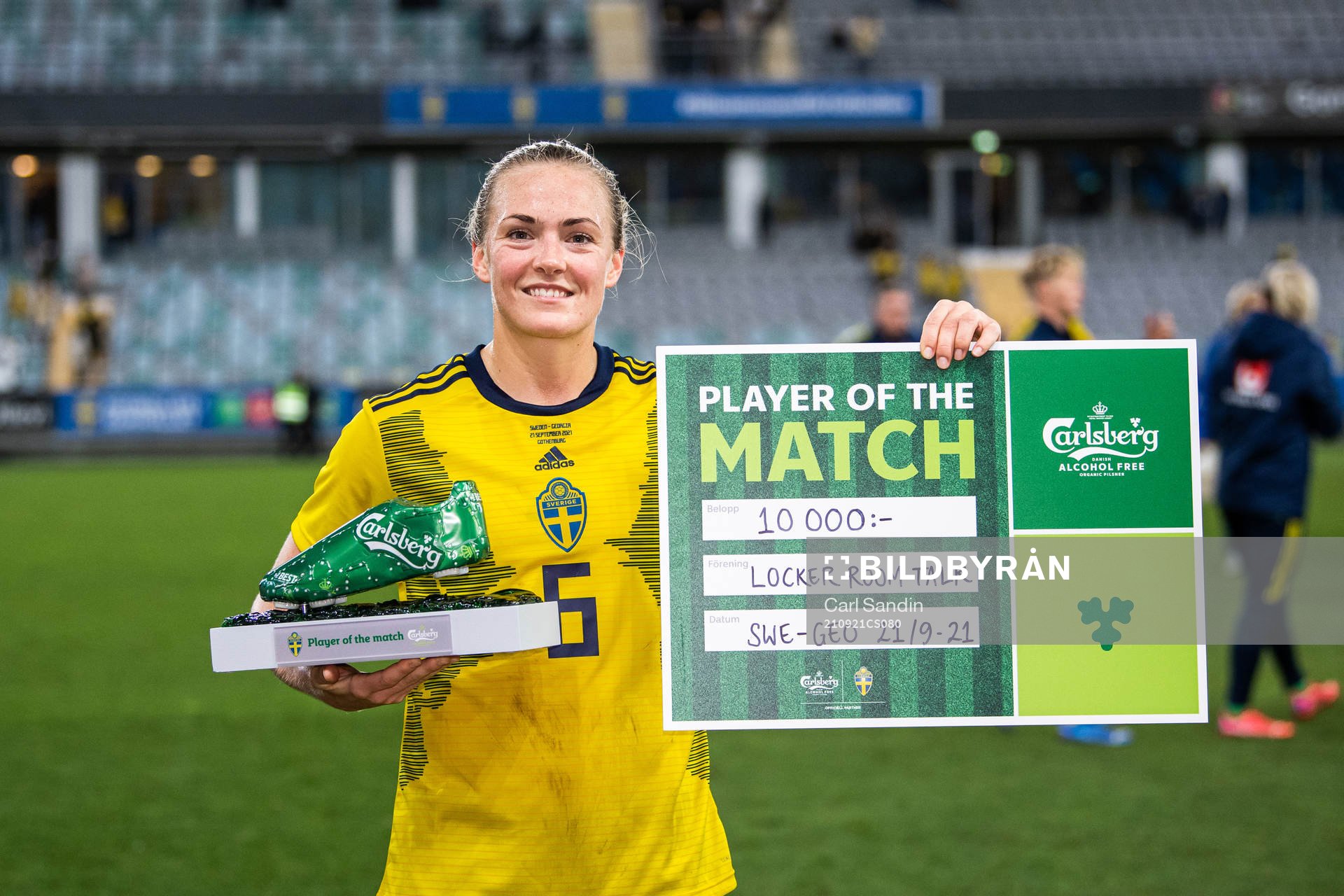 Magdalena Eriksson of Sweden is awarded player of the match