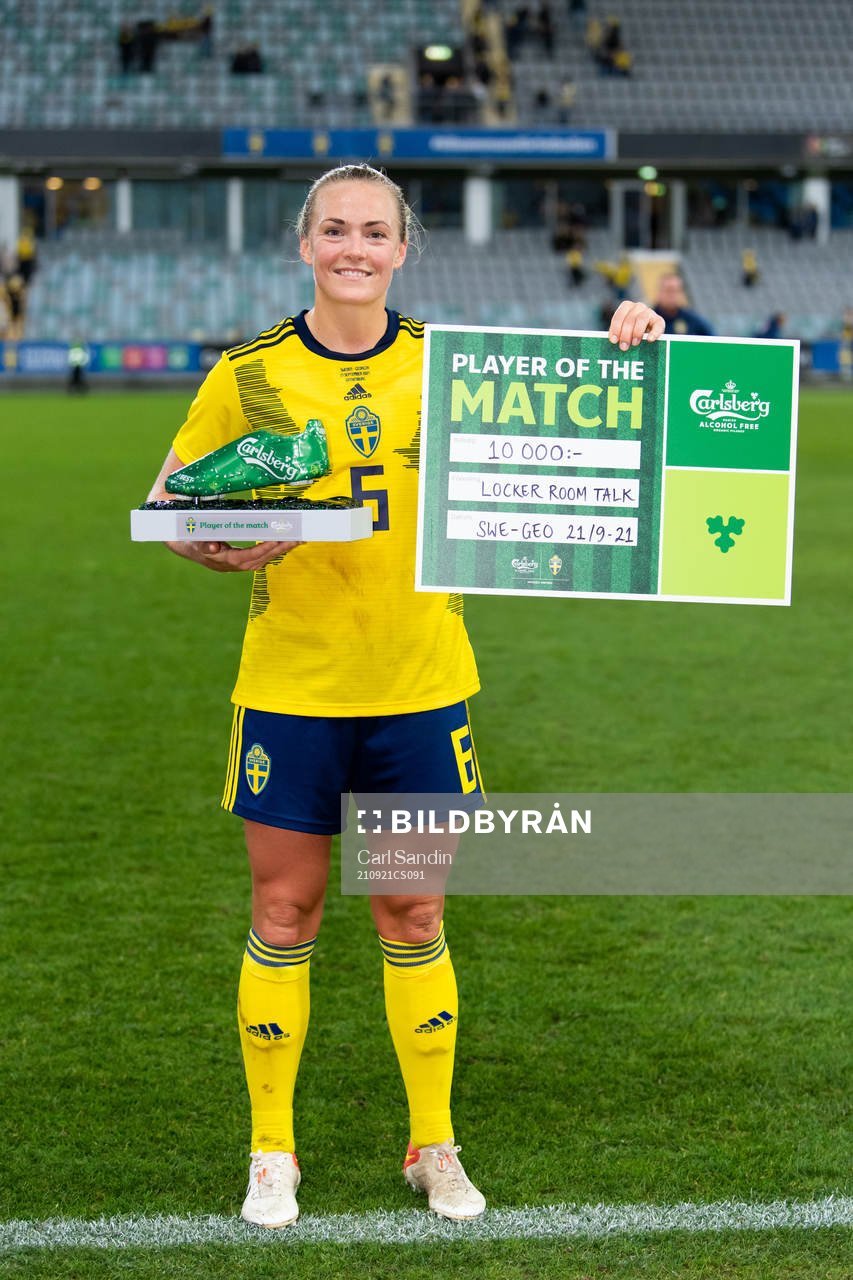 Magdalena Eriksson of Sweden is awarded player of the match