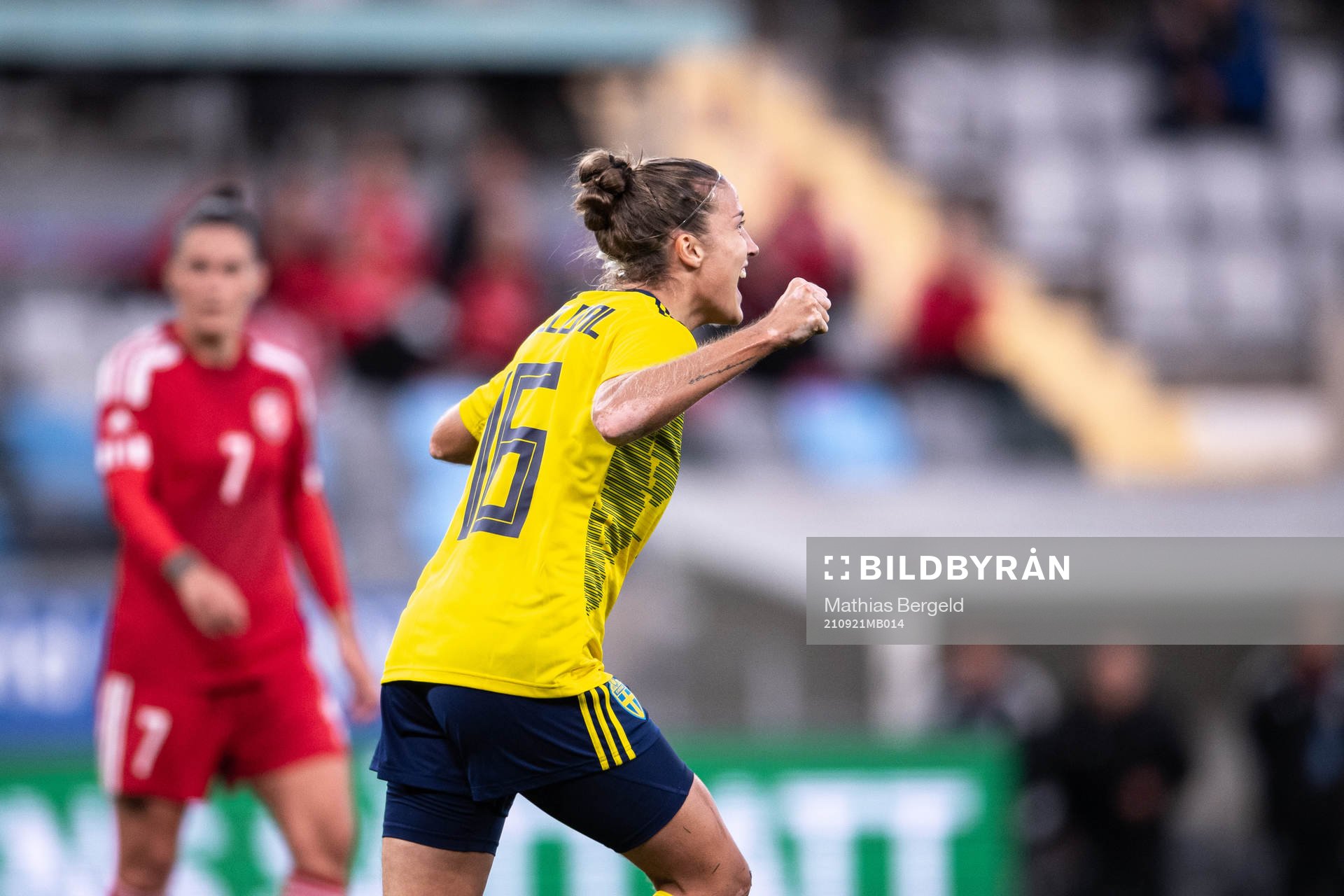 Filippa Angeldahl of Sweden celebrates
