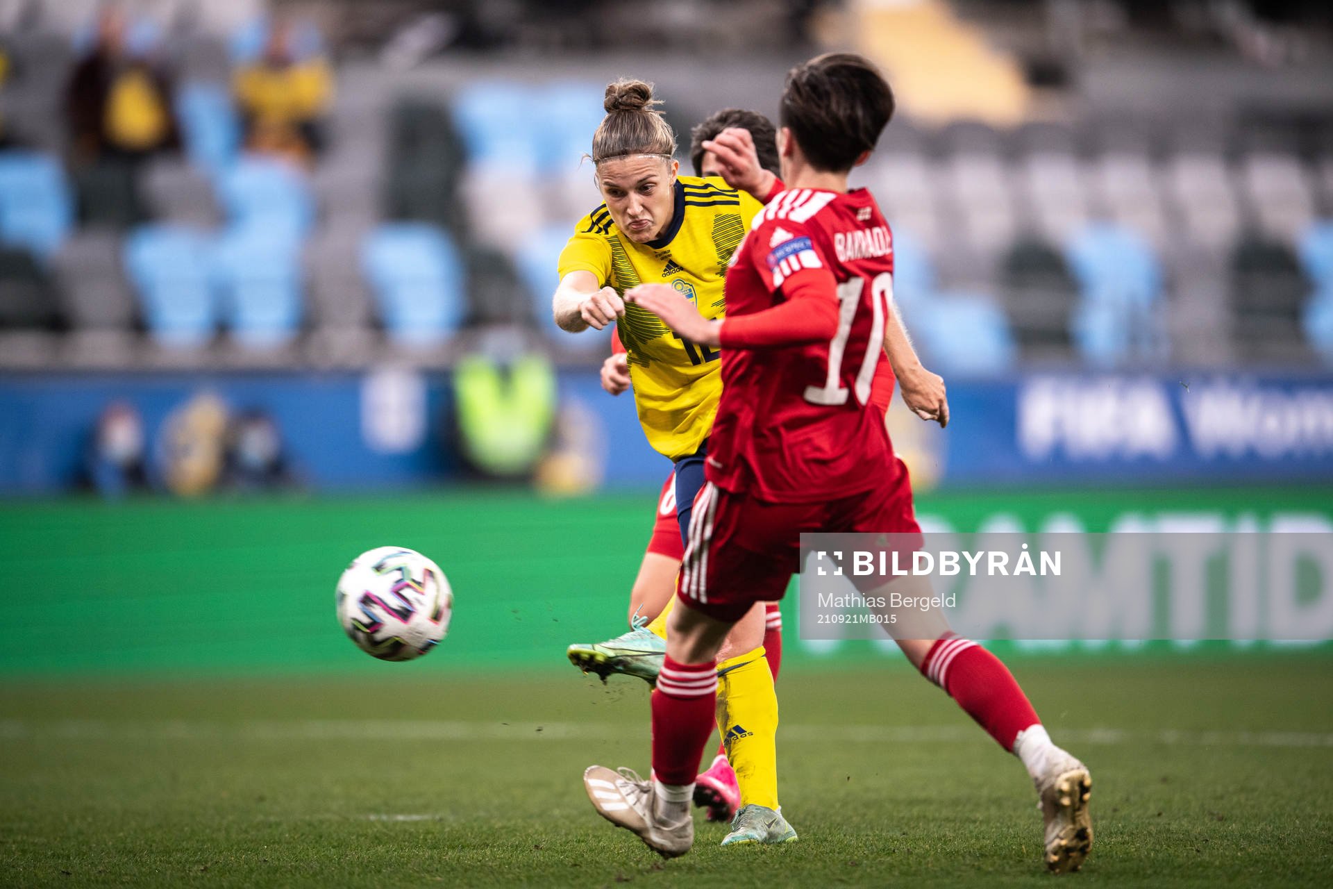 Filippa Angeldahl of Sweden scores the 1-0 goal