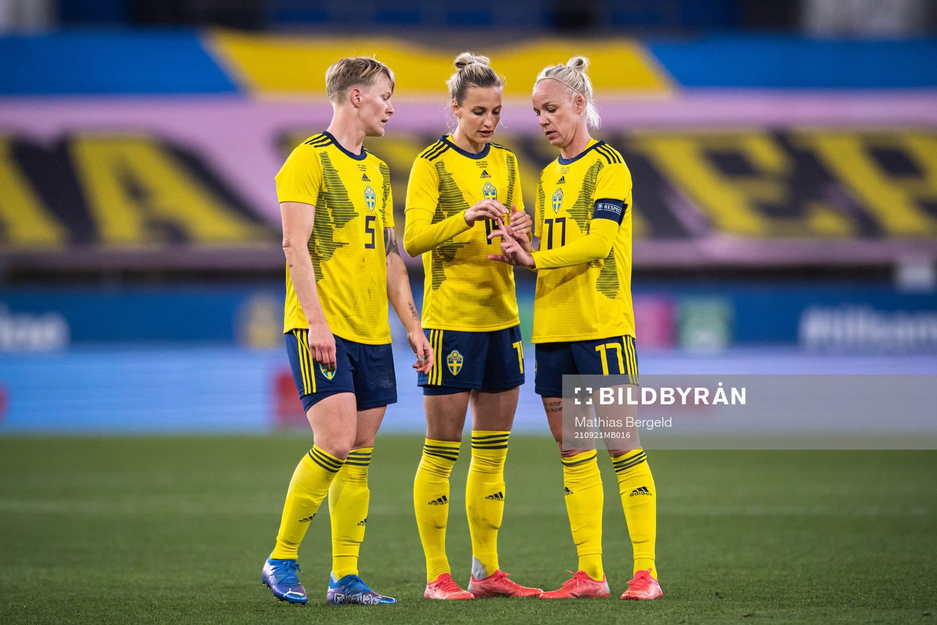 Nilla Fischer, Nathalie Björn and Caroline Seger of Sweden