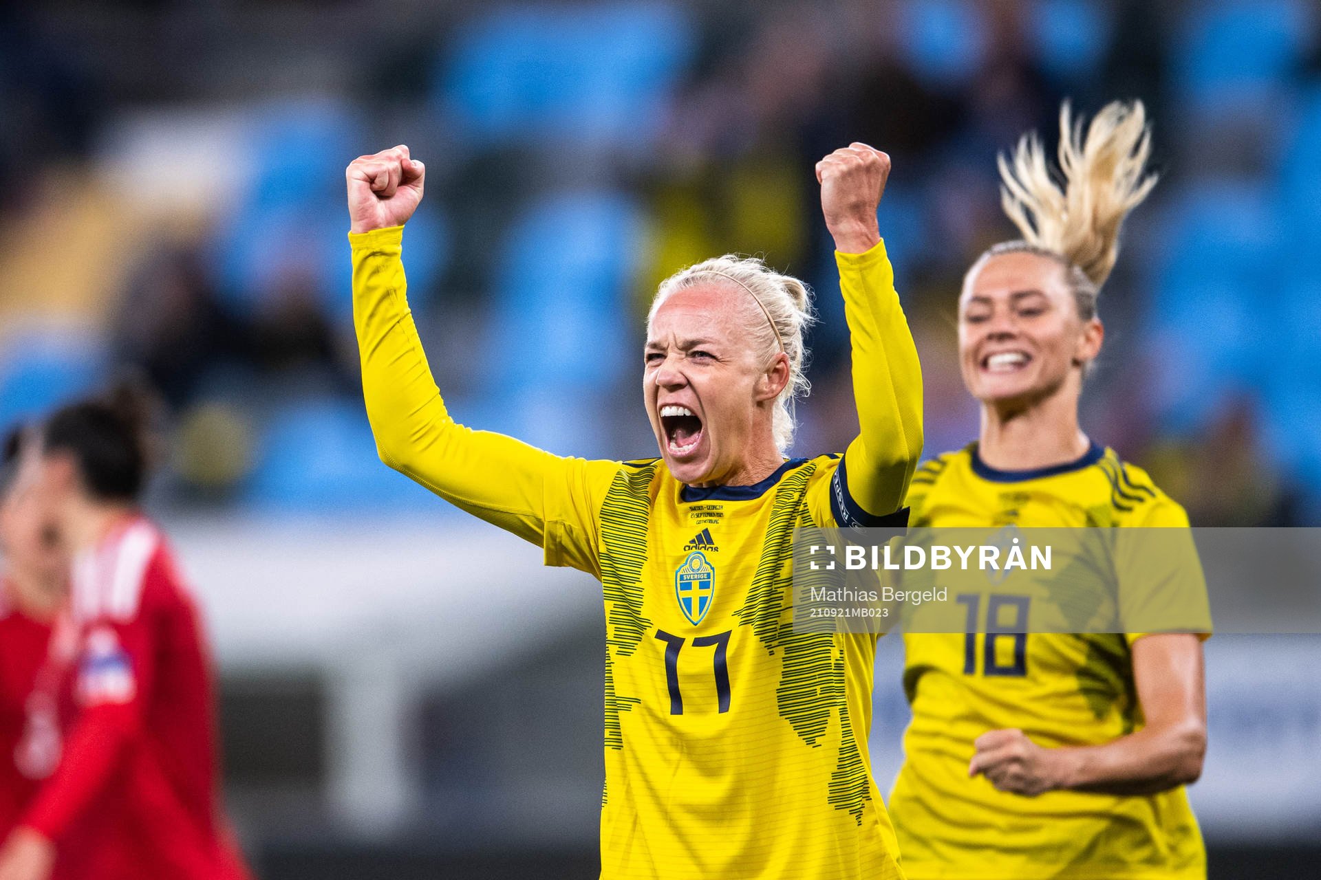 Caroline Seger of Sweden celebrates