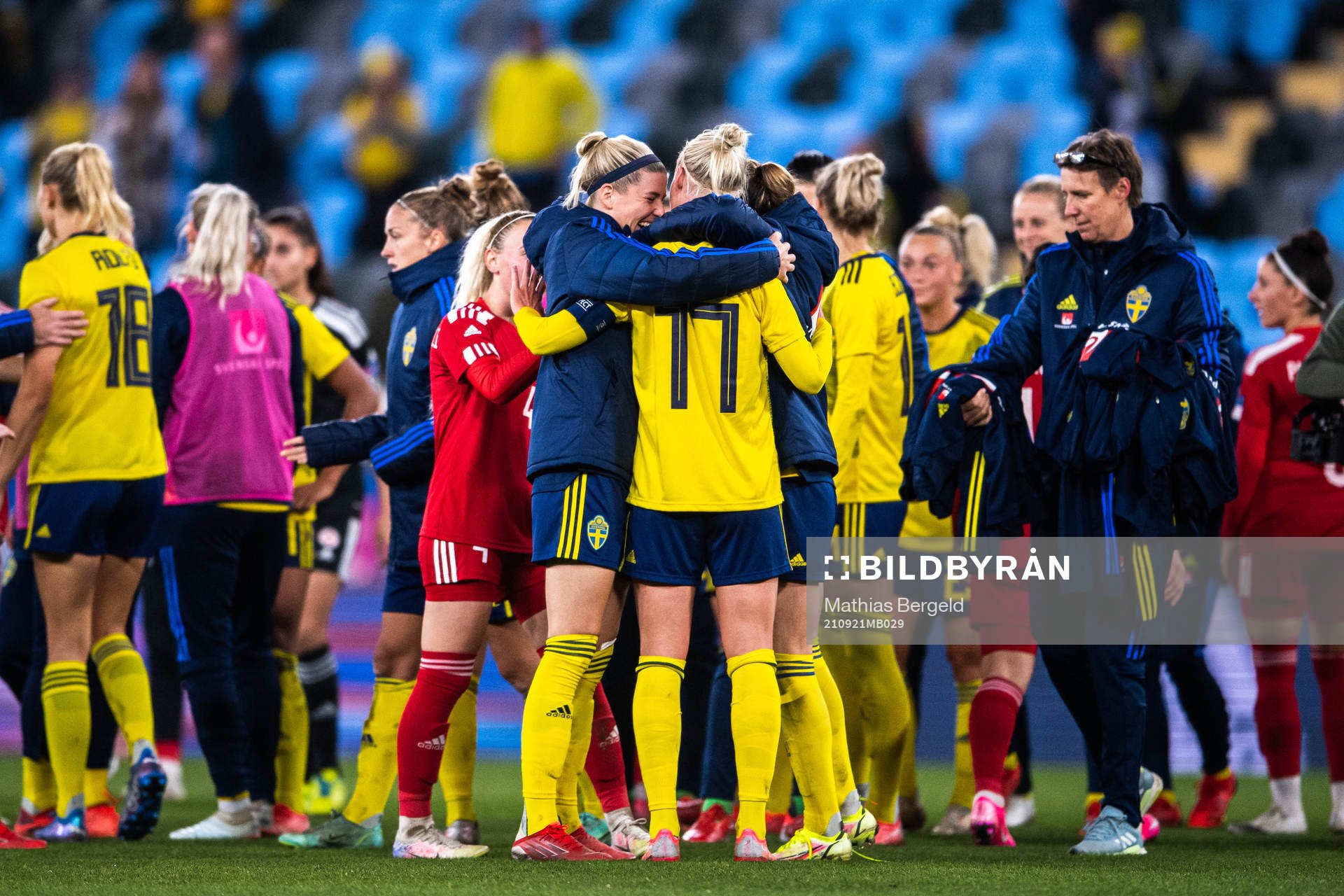 Olivia Schough and Caroline Seger of Sweden celebrate