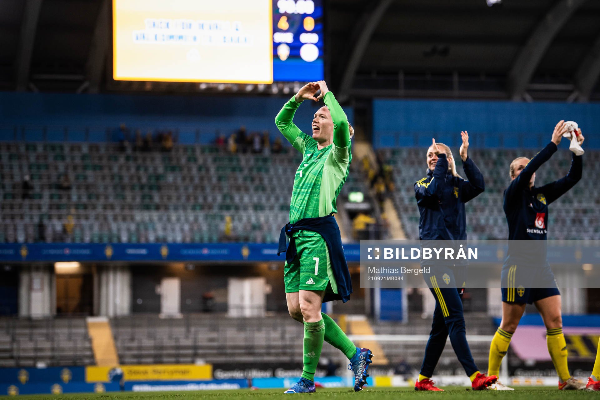 Goalkeeper Hedvig Lindahl of Sweden celebrates