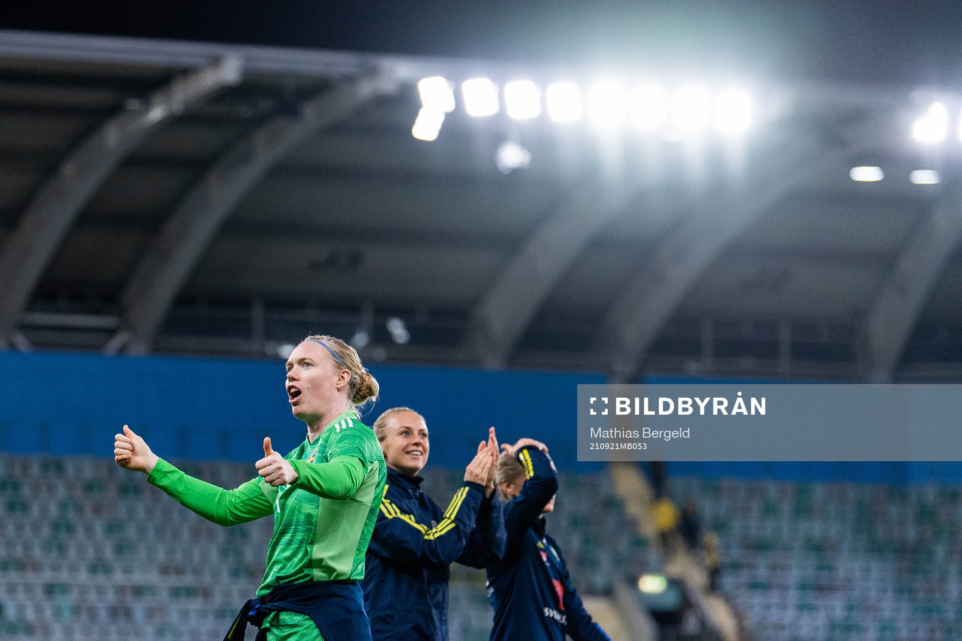 Goalkeeper Hedvig Lindahl of Sweden celebrates