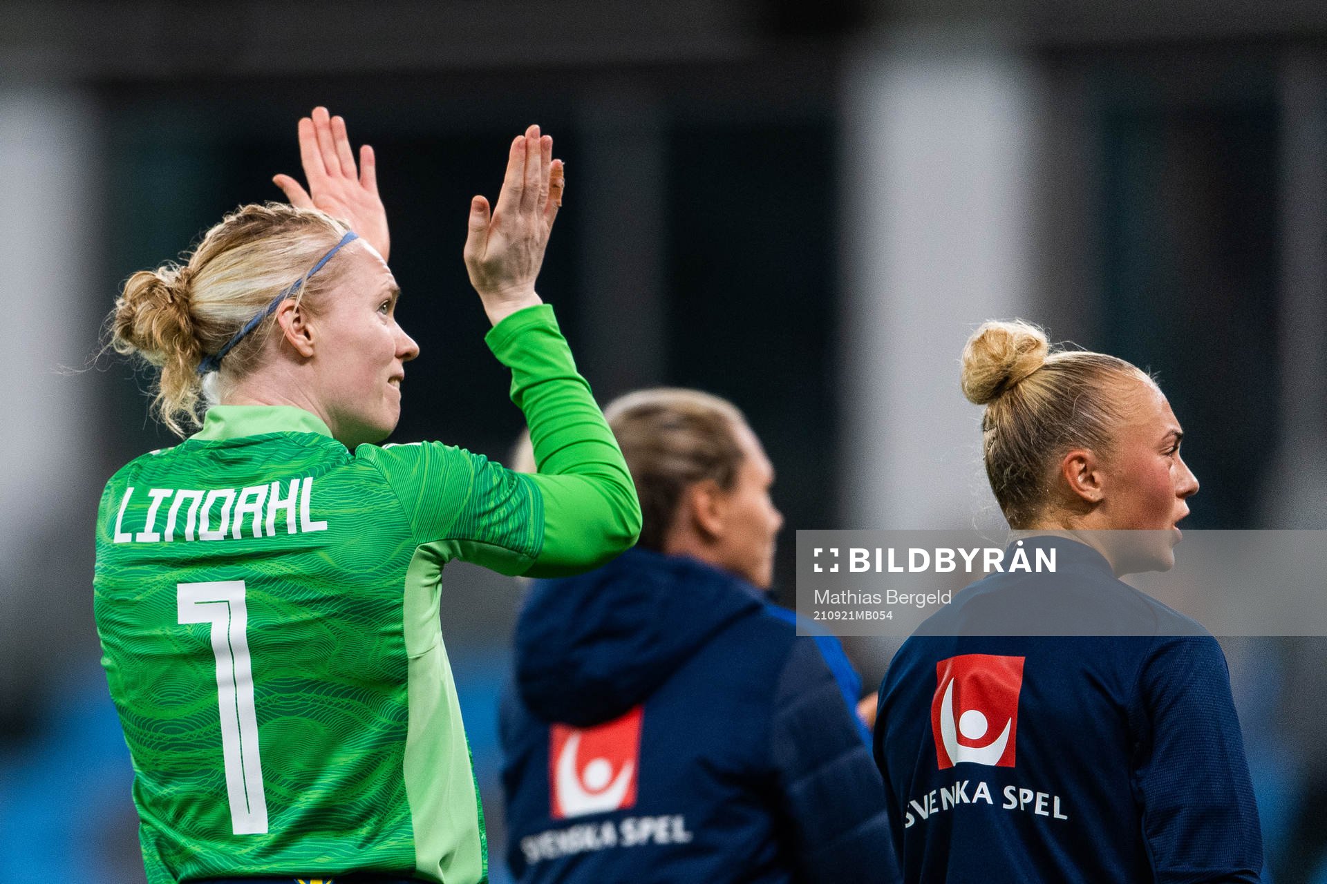 Goalkeeper Hedvig Lindahl of Sweden celebrates