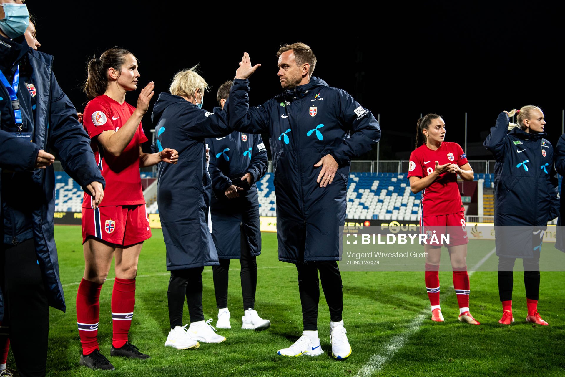 Martin Sjögren, head coach of Norway, celebrates