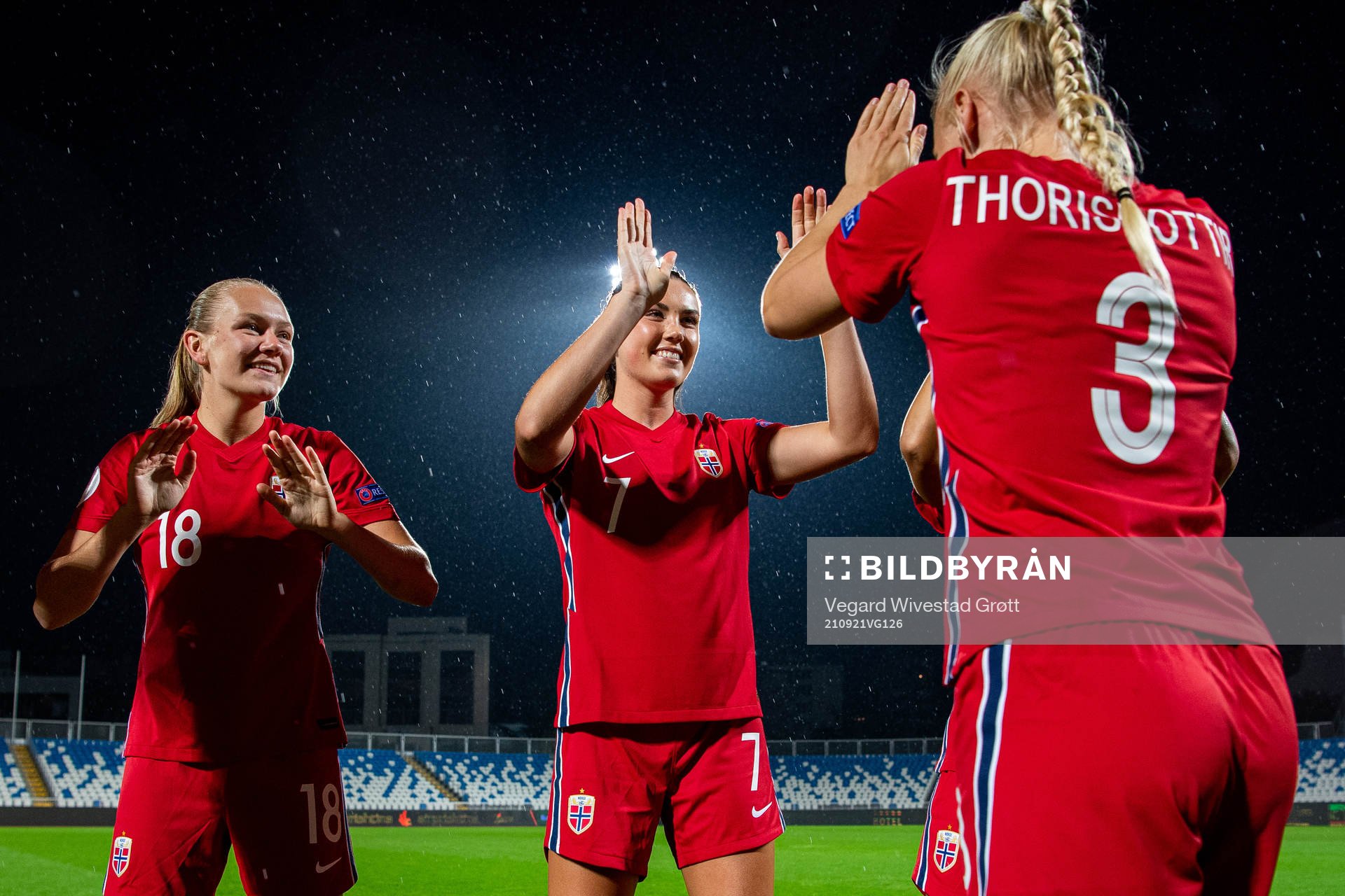 Frida Maanum, Ingrid Syrstad Engen and Maria Thorisdottir