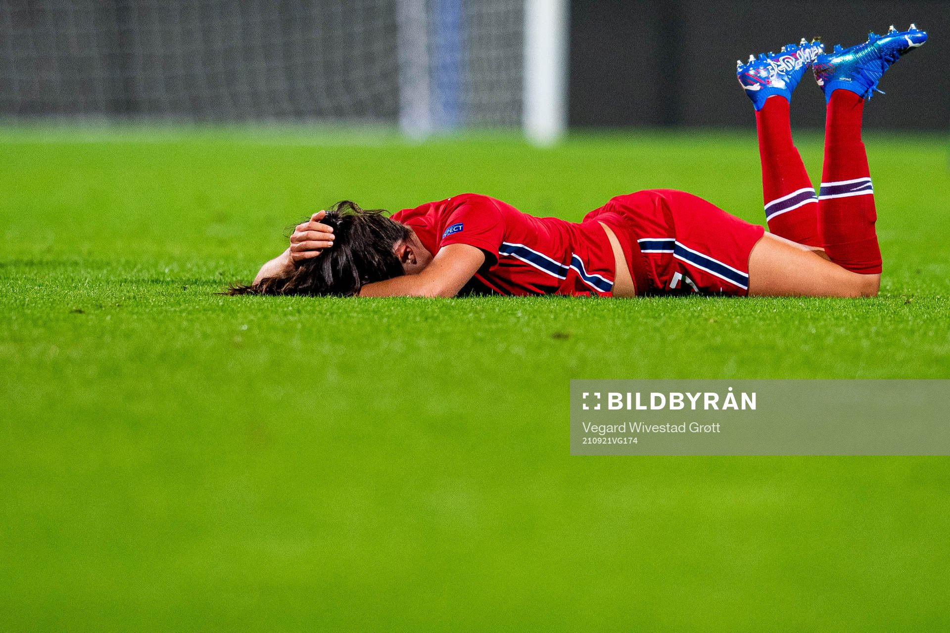 Ingrid Syrstad Engen of Norway with an injury
