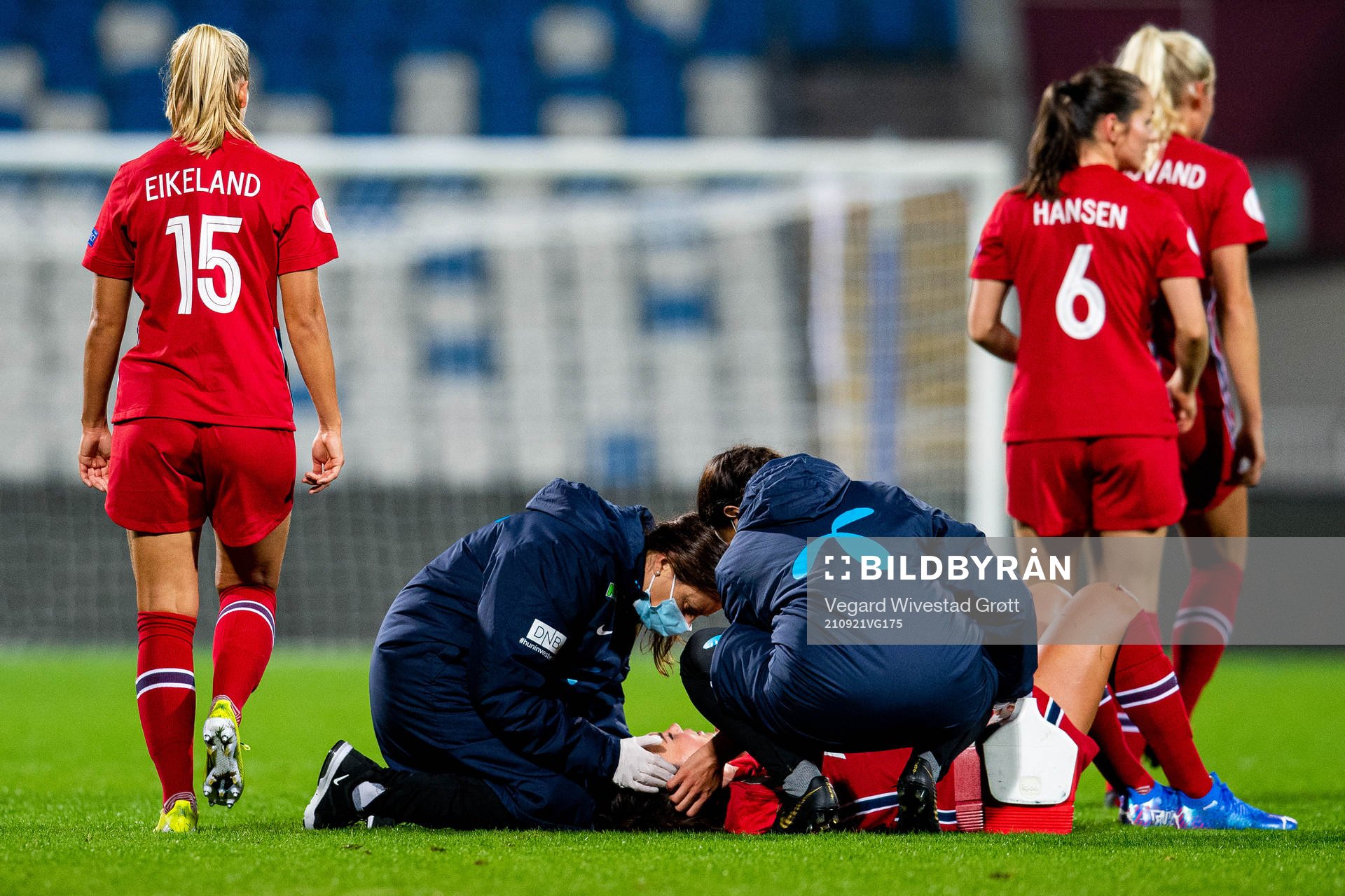 Ingrid Syrstad Engen of Norway with an injury
