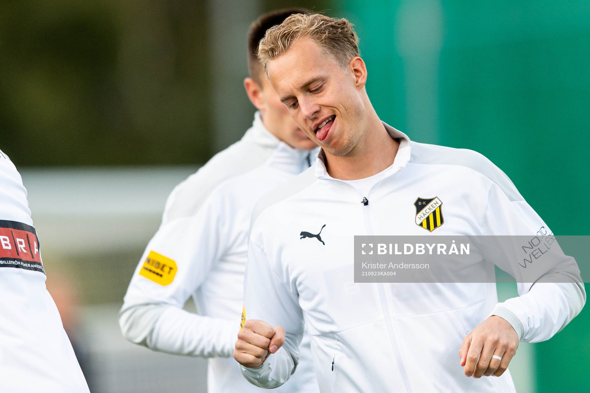 Häckens Gustav Berggren före fotbollsmatchen i