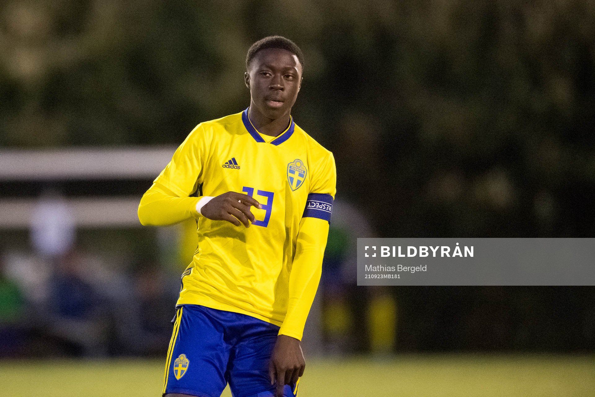 Sveriges Bilal Fousseni under träningslandskampen i fotboll mellan Sverige och Norge den 23 september 2021 i Skärhamn. 