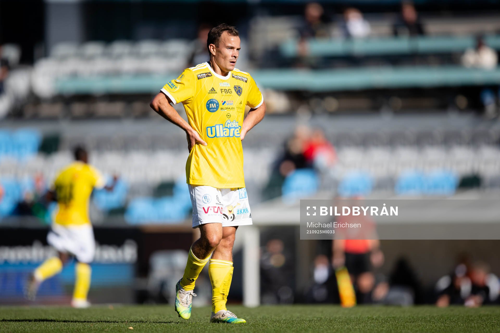 Falkenbergs Anton Wede under fotbollsmatchen i Superettan mellan GAIS och Falkenberg den 25 september 2021 i Göteborg. 