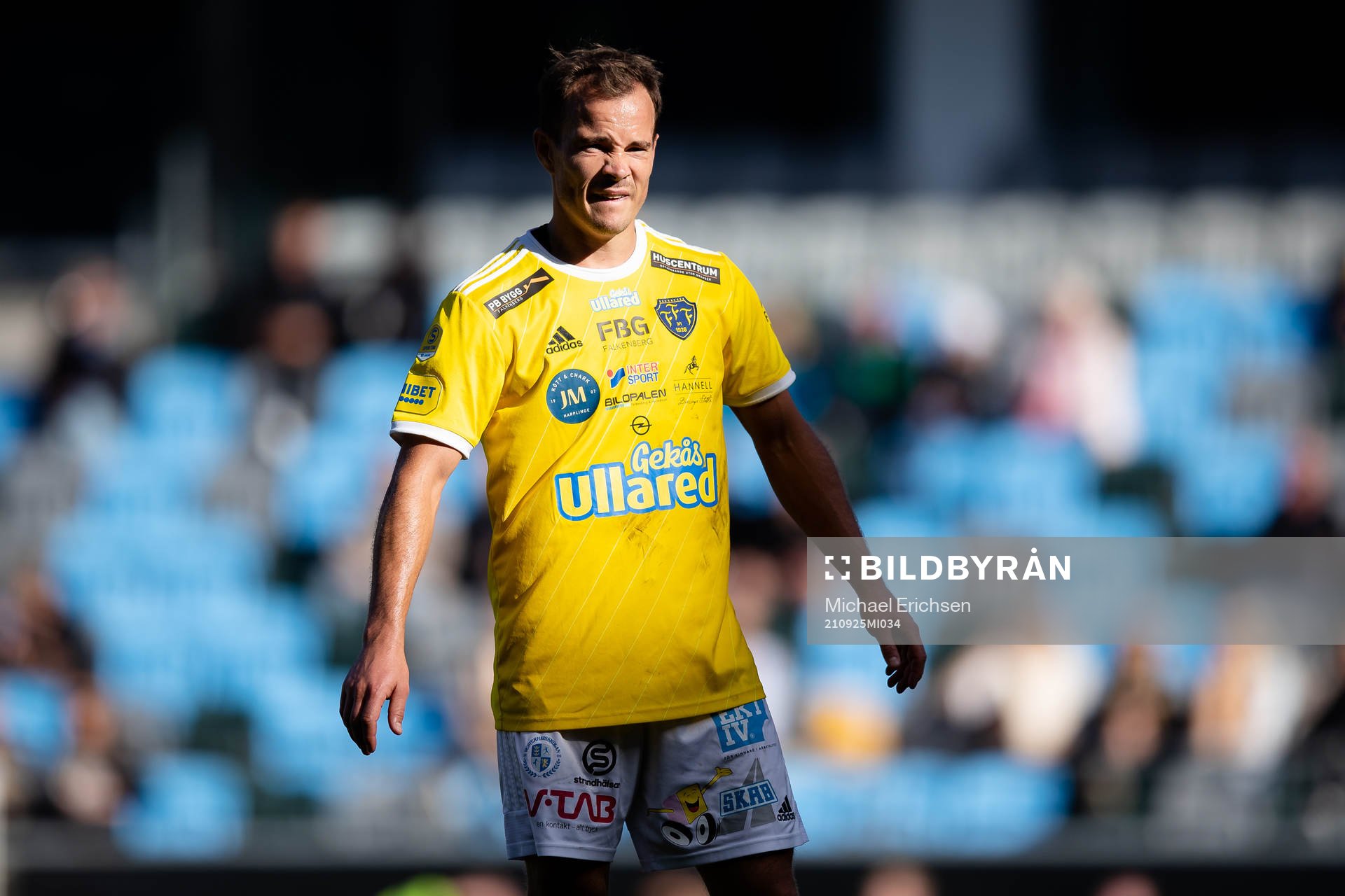 Falkenbergs Anton Wede under fotbollsmatchen i Superettan mellan GAIS och Falkenberg den 25 september 2021 i Göteborg. 