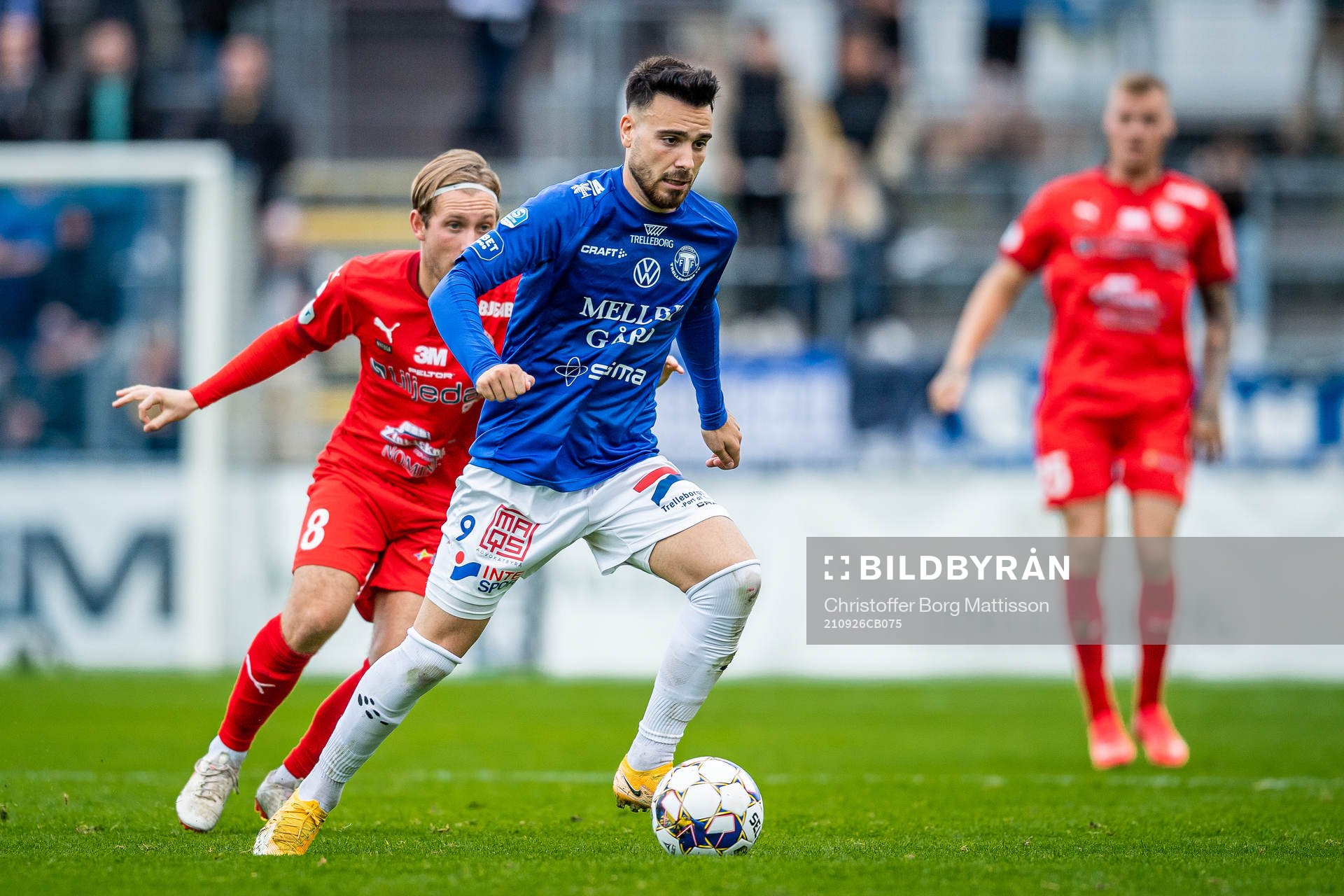 Trelleborgs Dzenis Kozica under fotbollsmatchen i Superettan mellan Trelleborg och Värnamo den 26 september 2021 i Trelleborg.