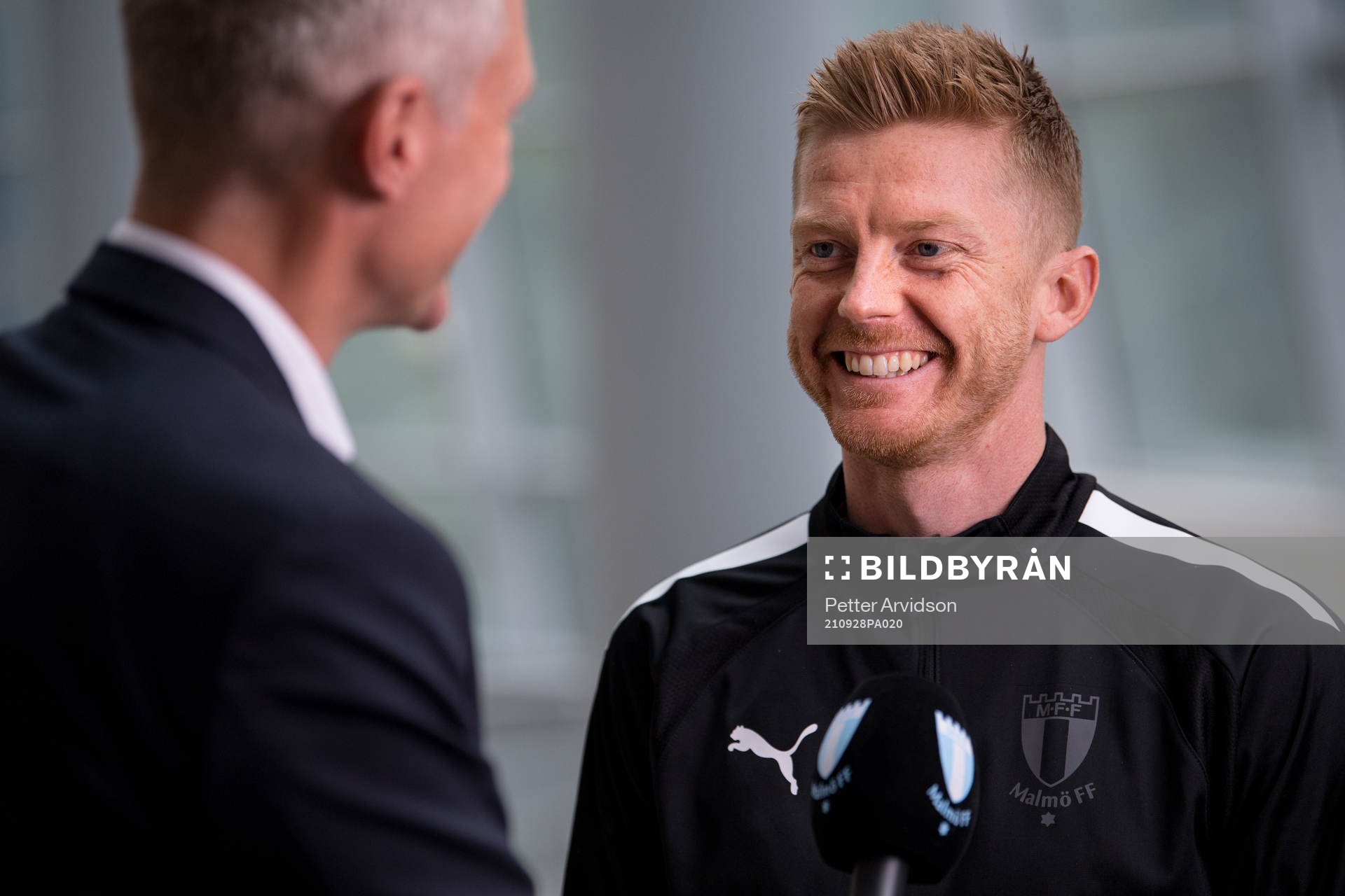 Anders Christiansen of Malmö FF is interviewed at the team