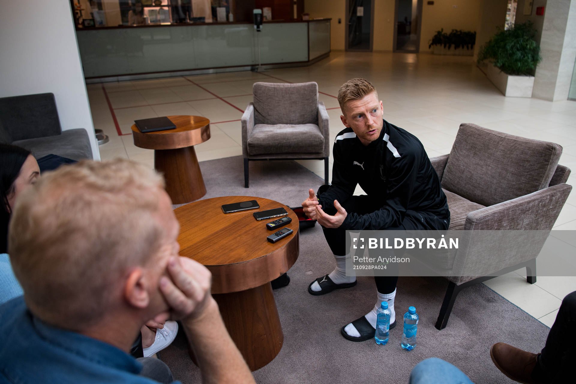 Anders Christiansen of Malmö FF is interviewed at the team