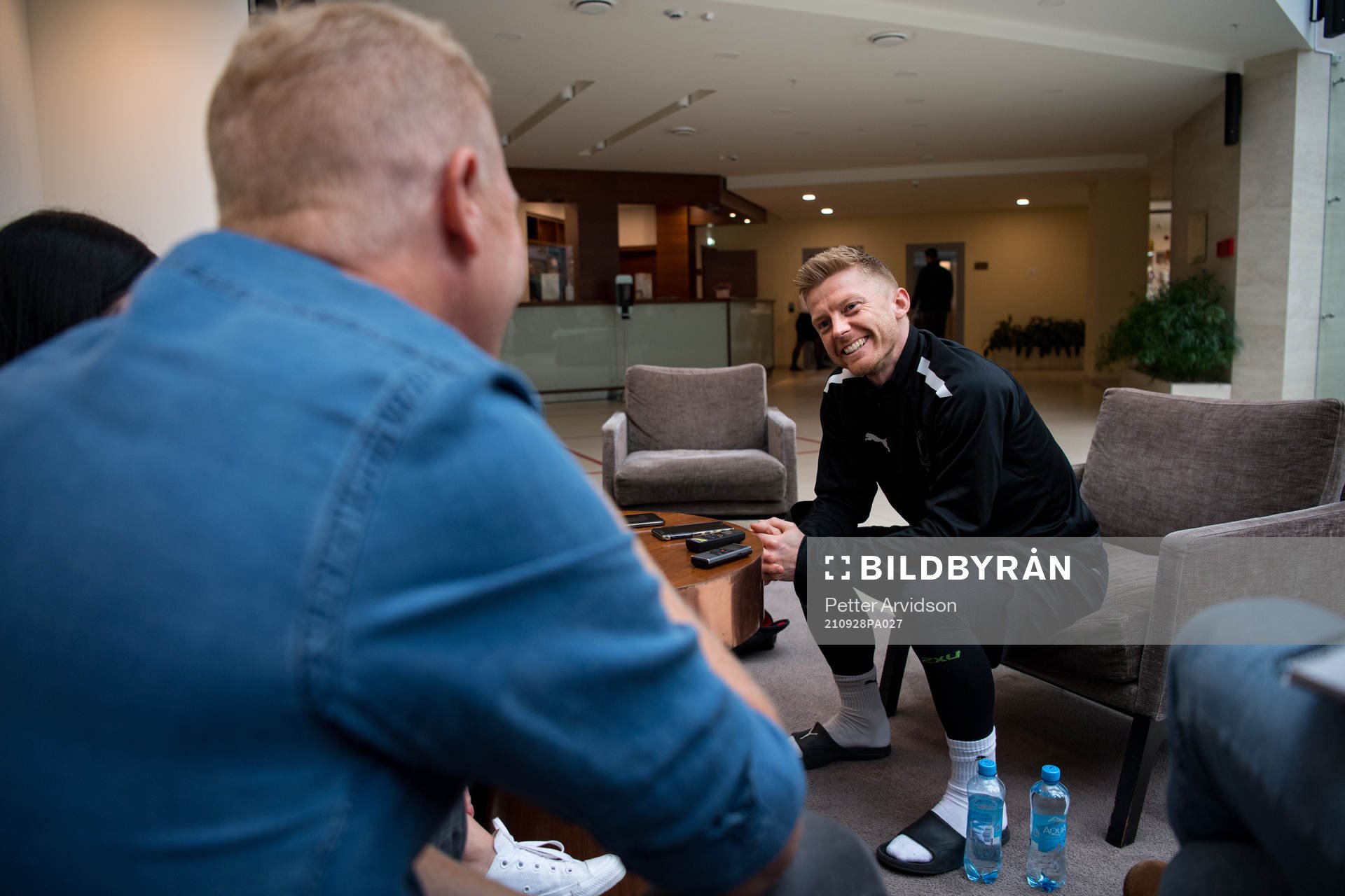 Anders Christiansen of Malmö FF is interviewed at the team