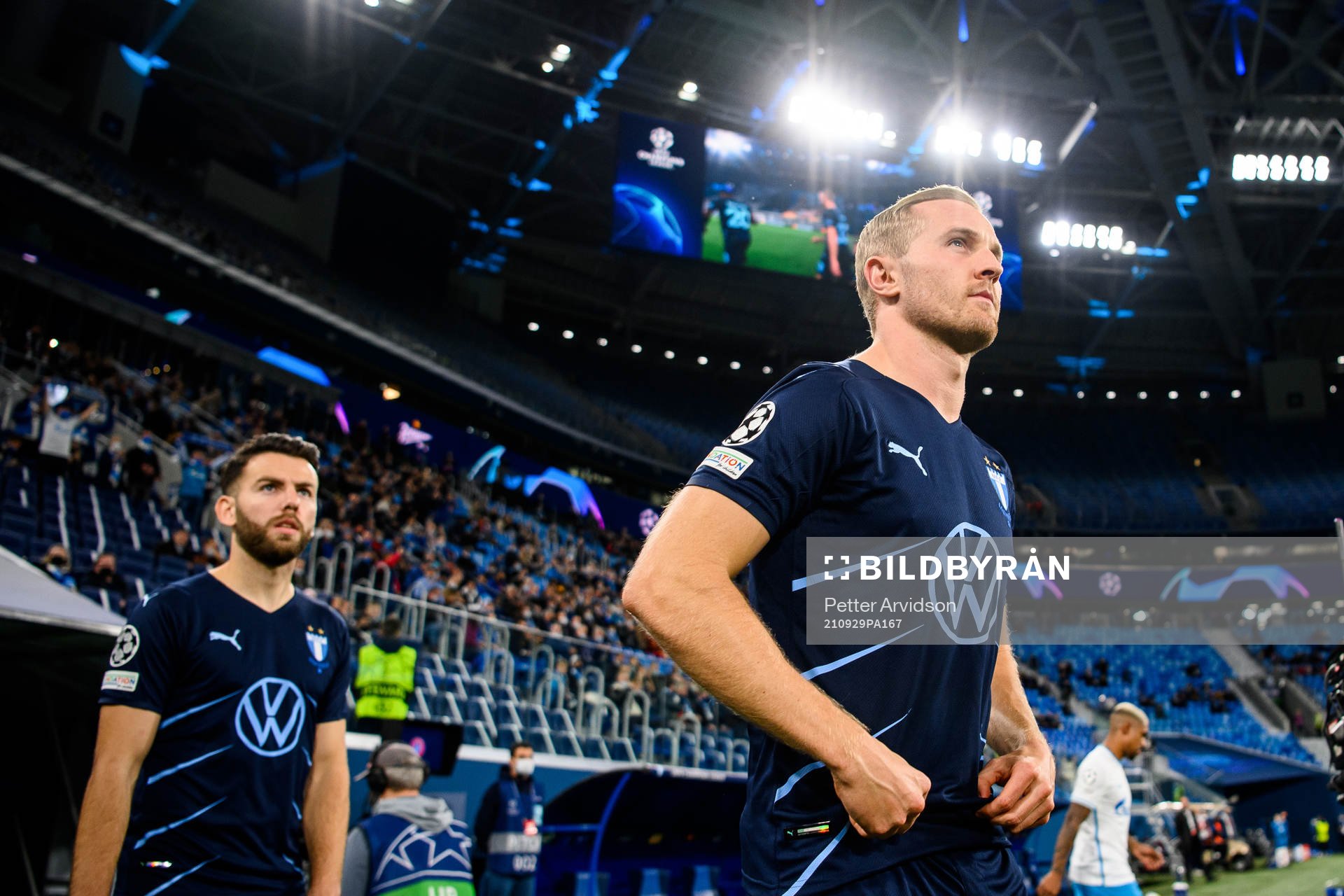 Erdal Rakip and Franz Brorsson of Malmö FF prior to the