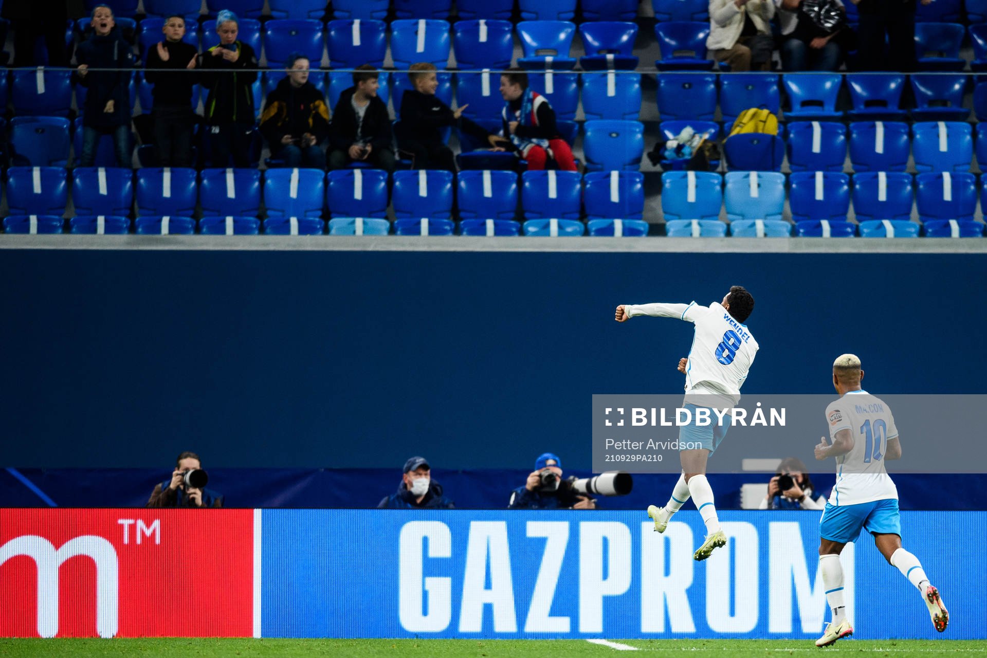 Wendel of Zenit celebrates after scoring 4-0 during the UEFA Champions League football match between Zenit St Petersburg and Malmö FF on September 29, 2021 in Saint Petersburg.