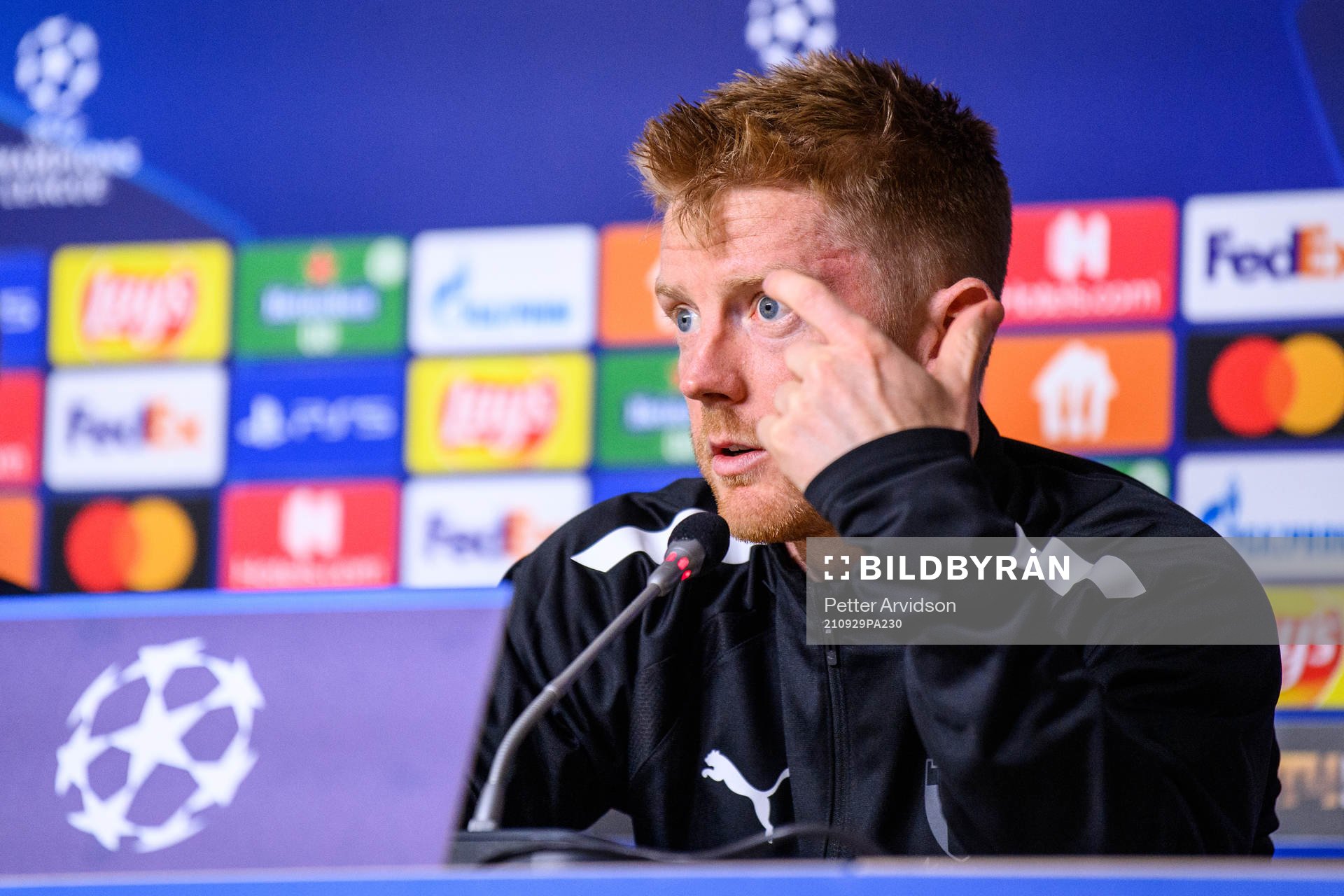 Anders Christiansen of Malmö FF at the press conference after the UEFA Champions League football match between Zenit St Petersburg and Malmö FF on September 29, 2021 in Saint Petersburg.