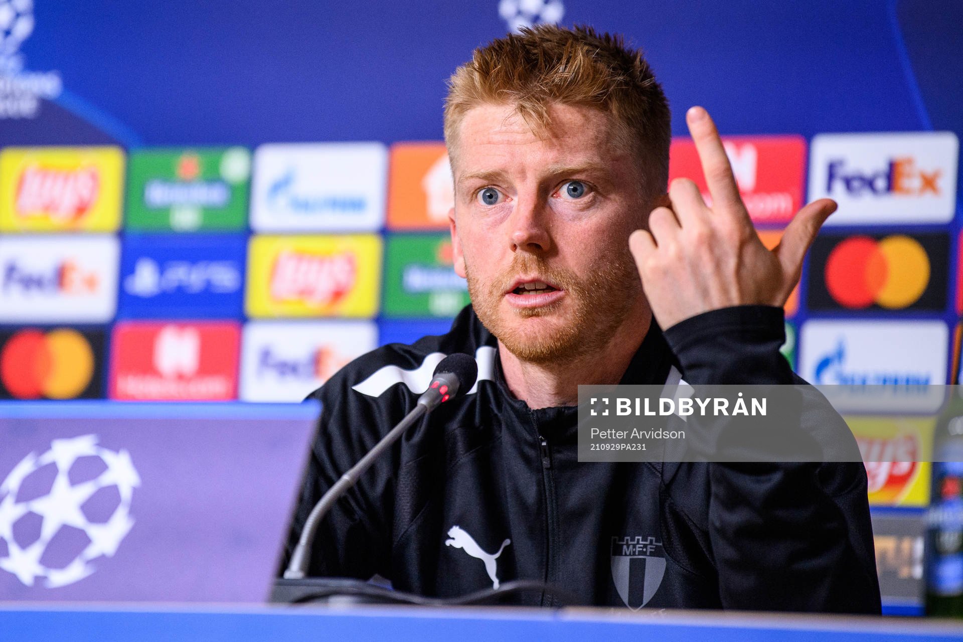Anders Christiansen of Malmö FF at the press conference after the UEFA Champions League football match between Zenit St Petersburg and Malmö FF on September 29, 2021 in Saint Petersburg.