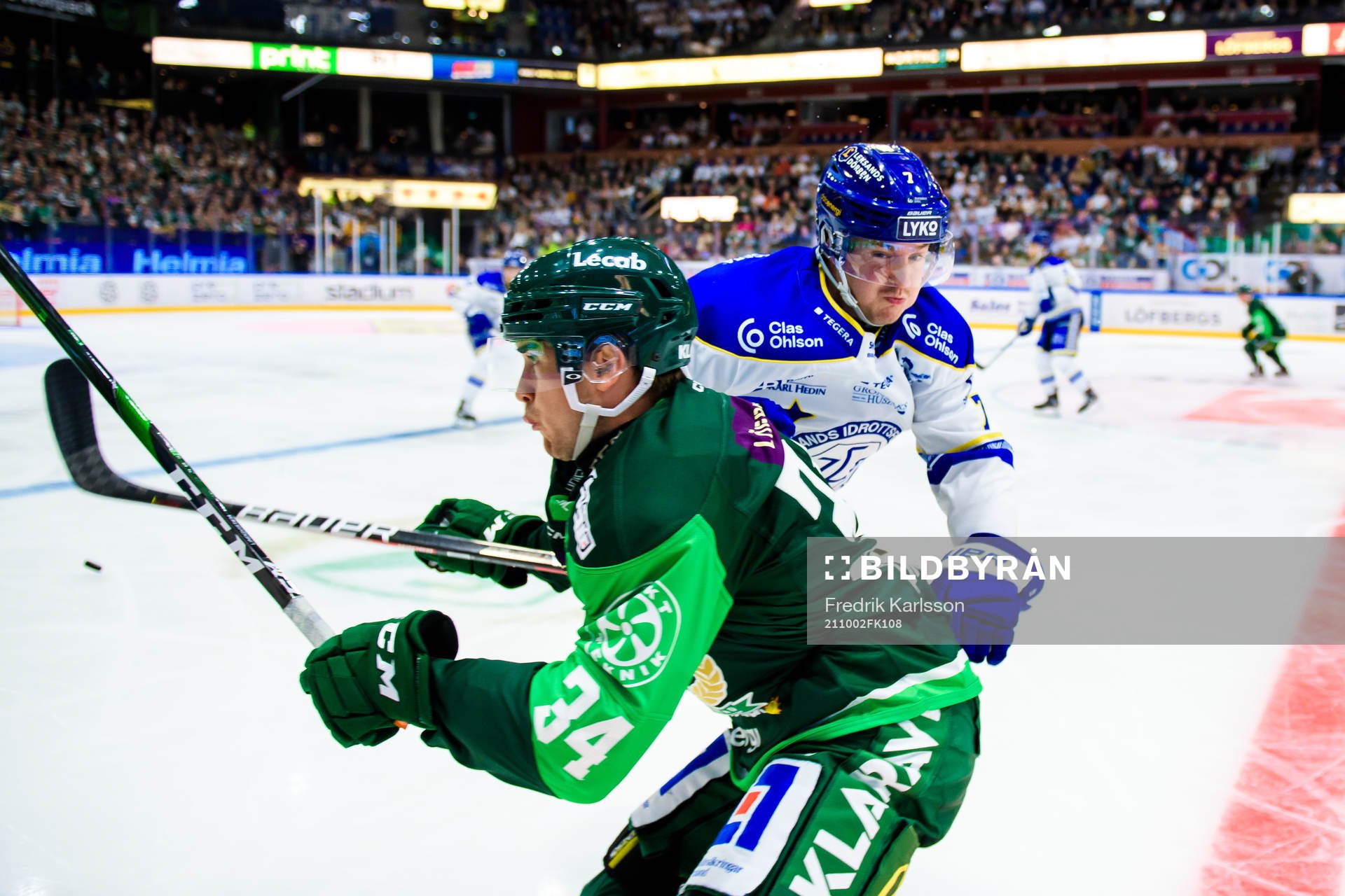 Färjestads Michael Lindqvist och Leksands Benjamin Thomas