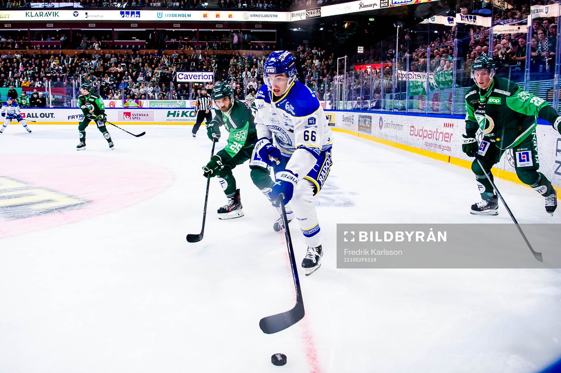 Färjestads Martin Johansson och Leksands Nils Åman och