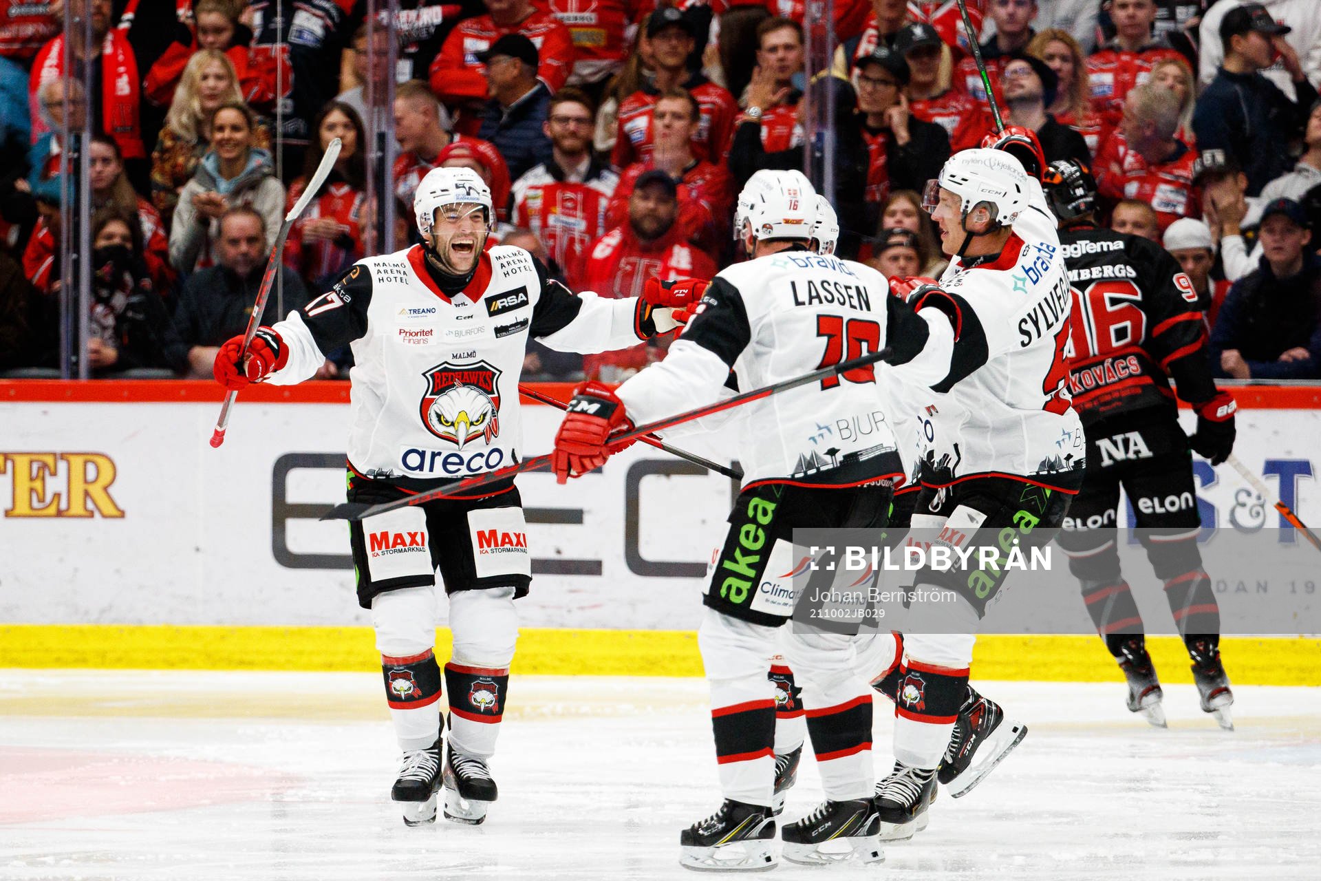 Malmö Redhawks Pathrik Westerholm, Matias Lassen och Emil