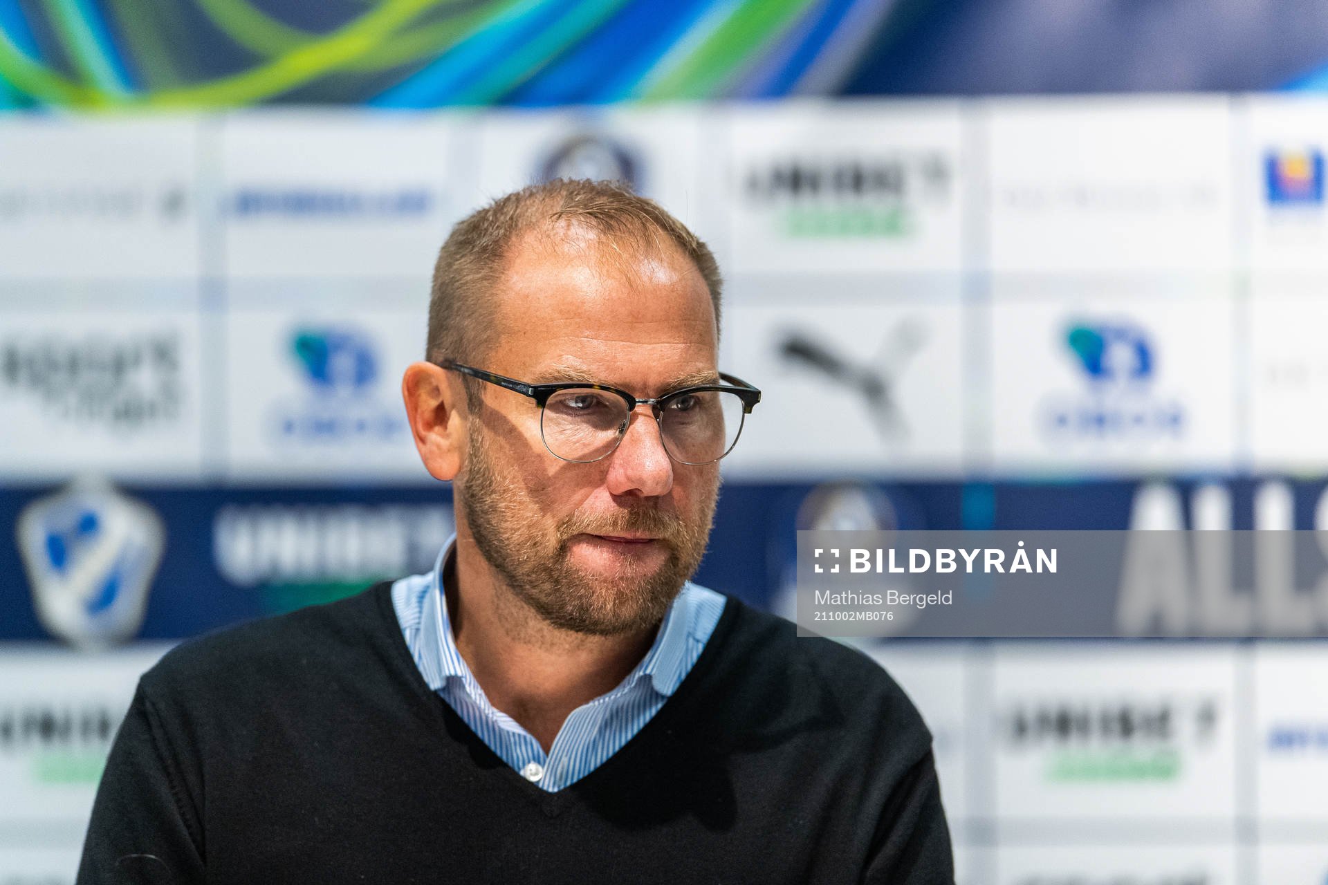 Halmstads manager Magnus Haglund på presskonferensen
