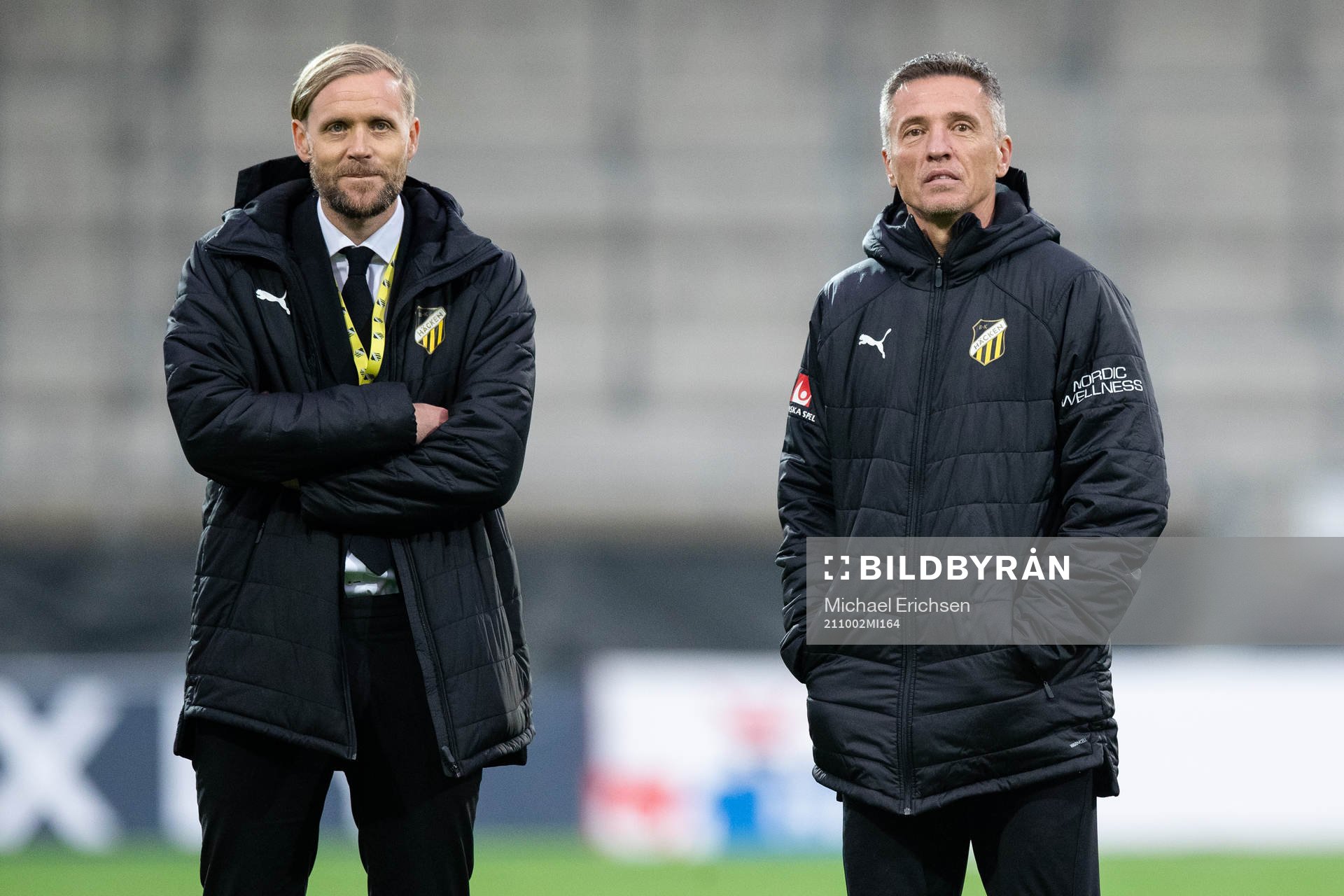 Häckens klubbdirektör Marcus Jodin och tränare Mats Gren
