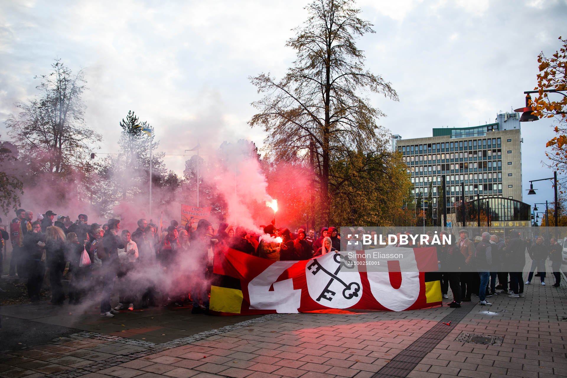 Luleås supportrar i stadsparken, centrala Luleå