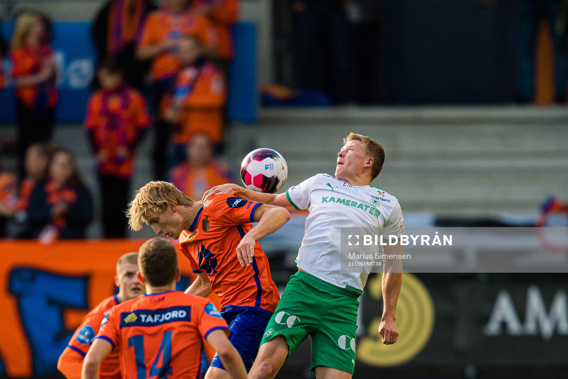 Erlend Segberg of Aalesund and Kristian Eriksen of HamKam