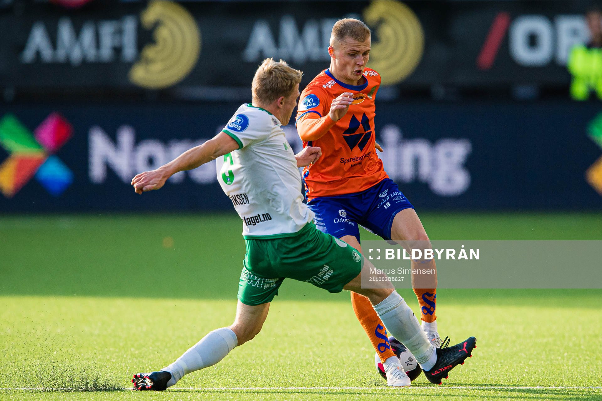 Kristian Eriksen of HamKam and David Kristjan Olafsson of