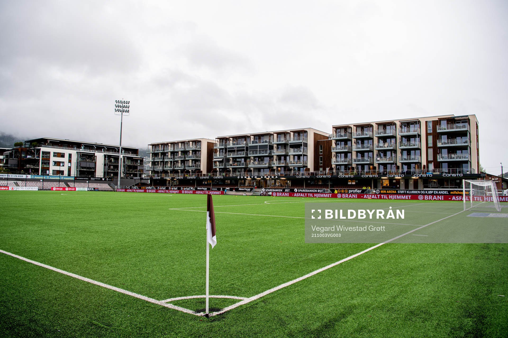 General view of Consto Arena ahead of the Eliteserien football match between Mjøndalen and Brann on October 3, 2021 in Mjøndalen. 