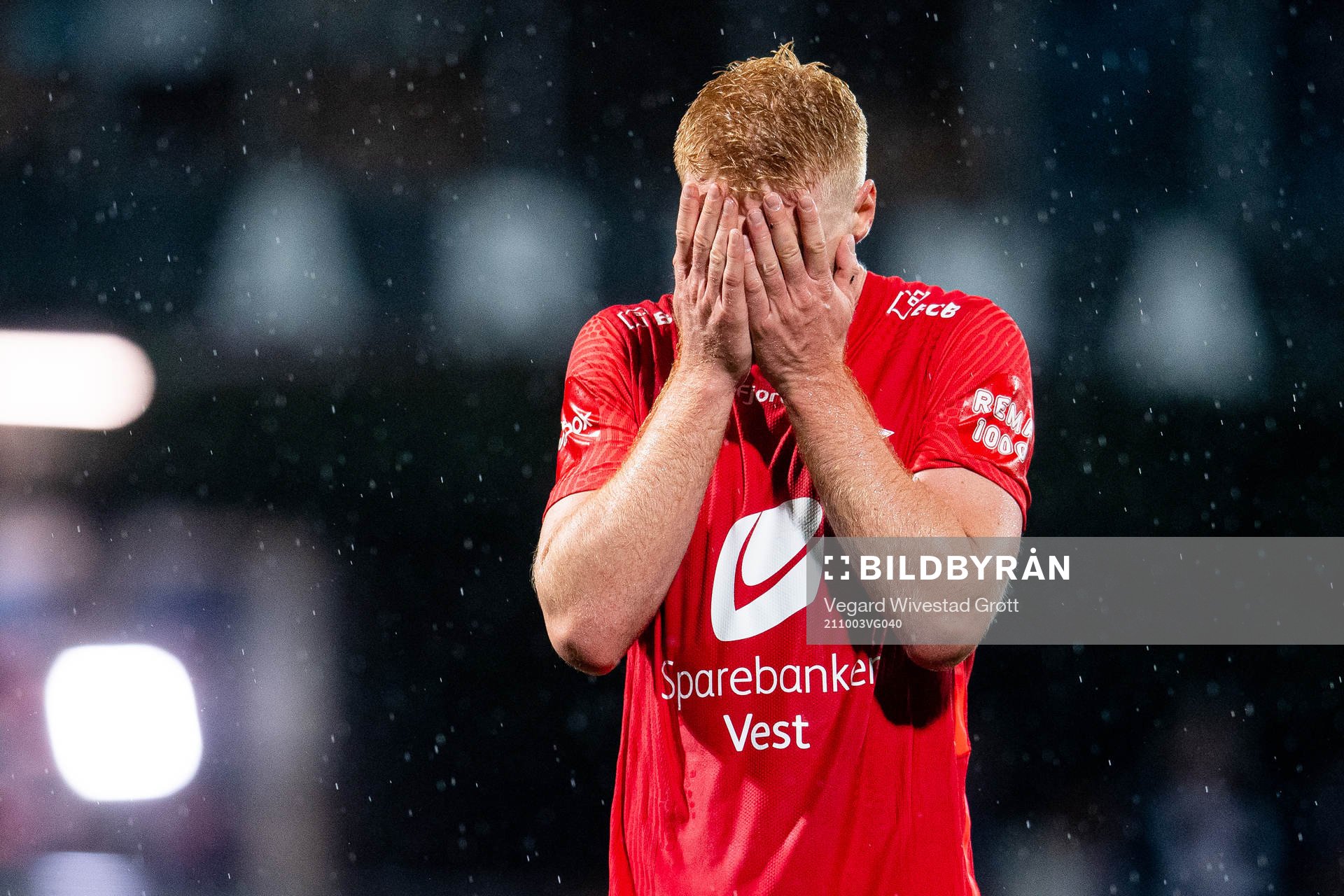 Sivert Heltne Nilsen of Brann looks dejected