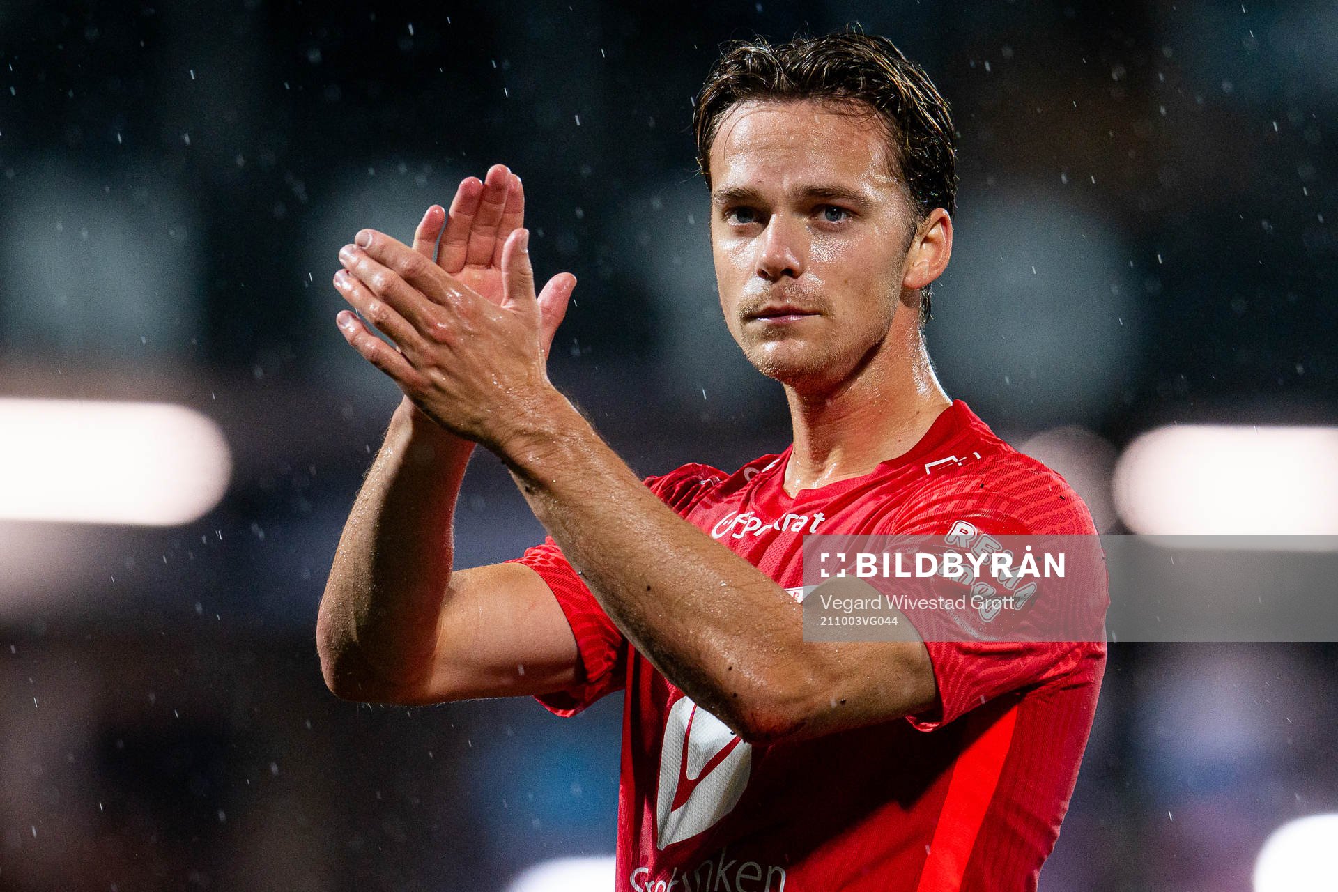 Felix Horn Myhre of Brann after the Eliteserien football match between Mjøndalen and Brann on October 3, 2021 in Mjøndalen. 