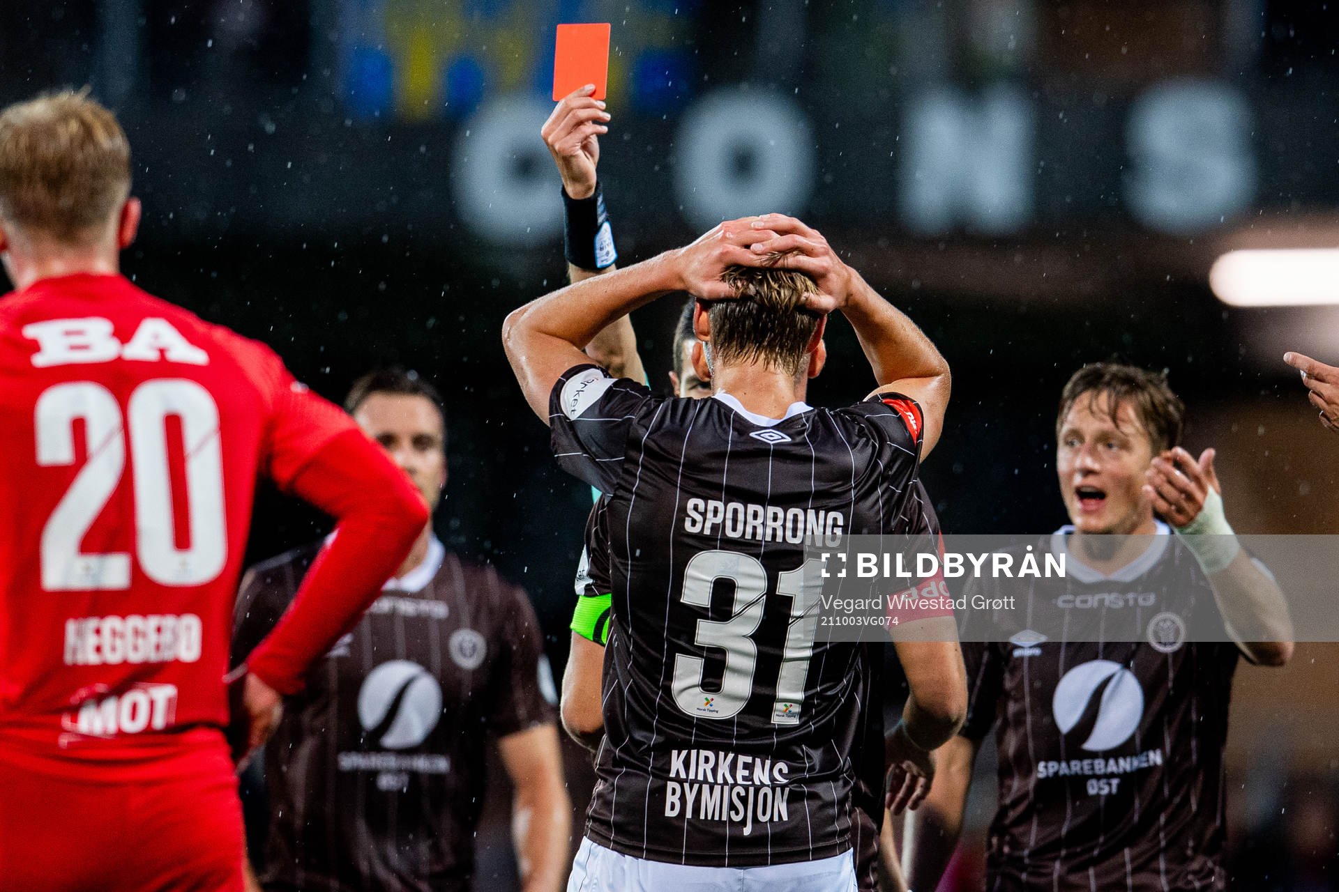 Albin Sporrong of Mjøndalen looks dejected as he receives