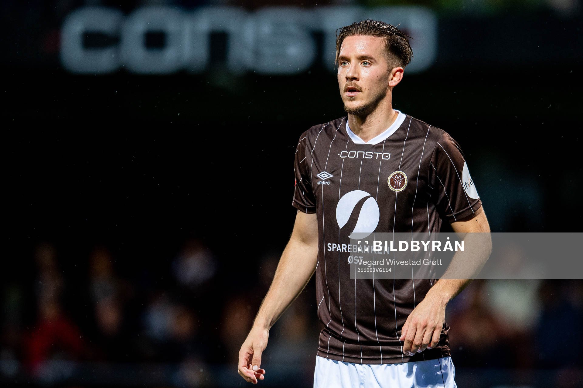 Daniel Janevski of Mjøndalen during the Eliteserien football match between Mjøndalen and Brann on October 3, 2021 in Mjøndalen. 