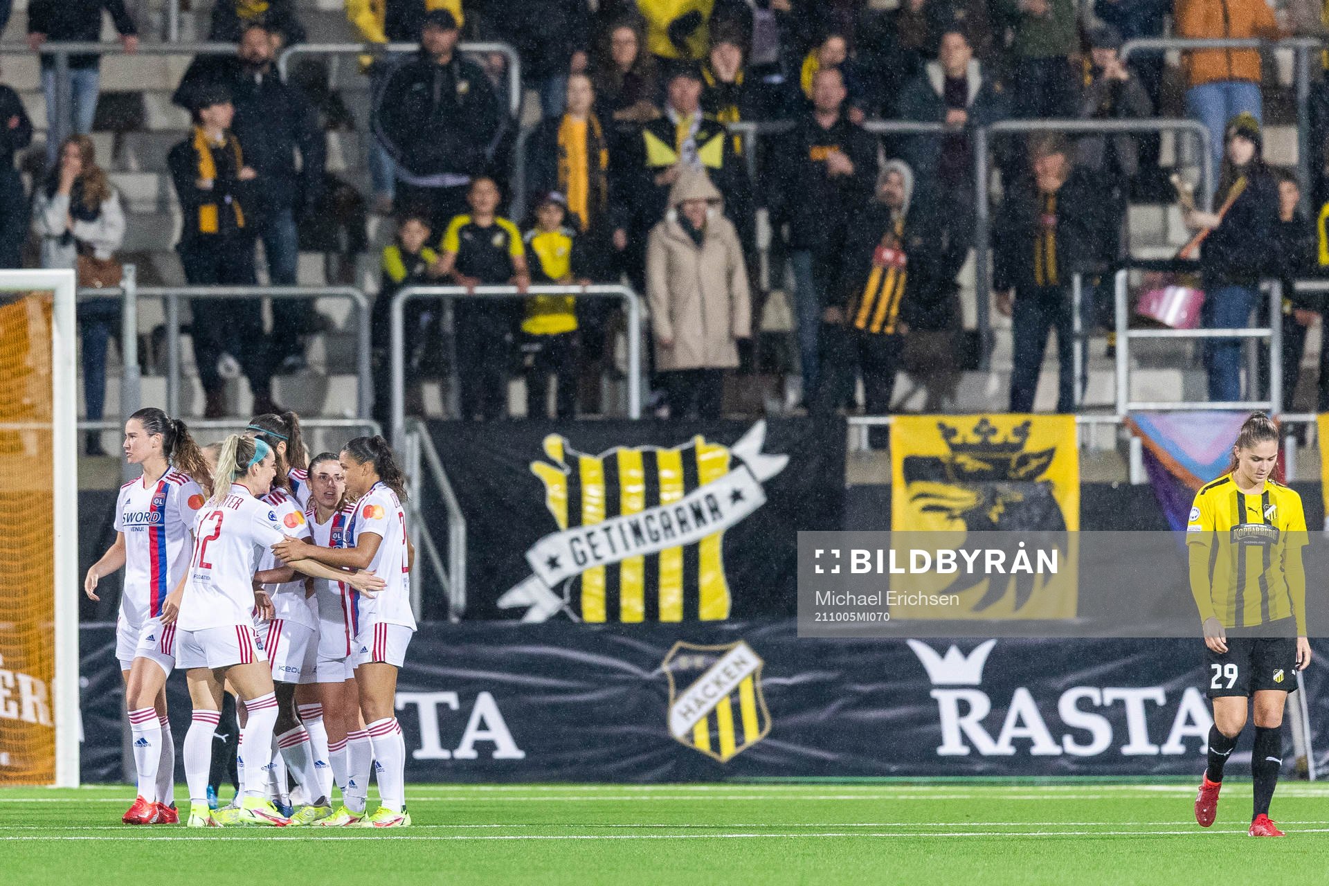 Catarina Macario of Lyon celebrates with team mates