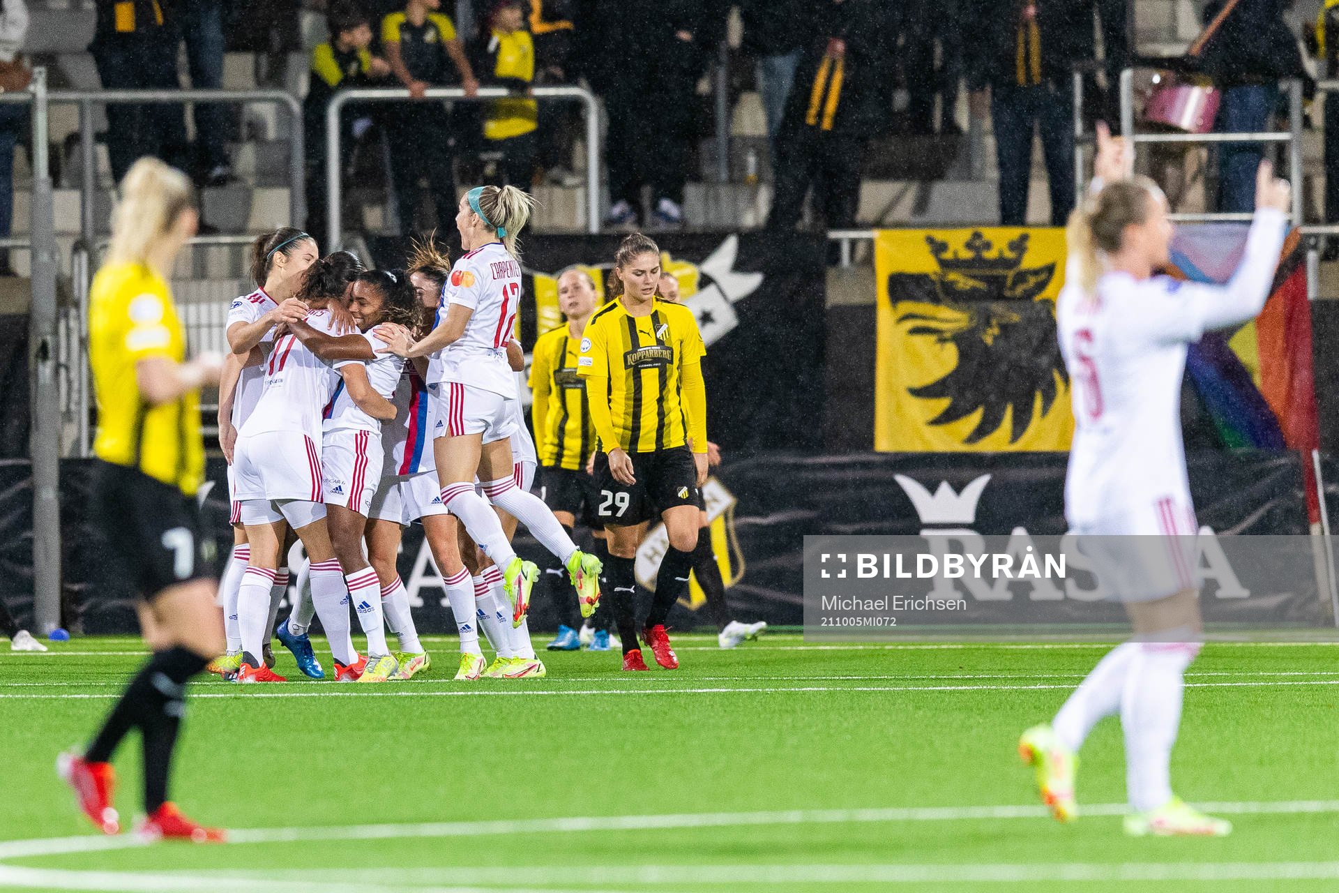 Catarina Macario of Lyon celebrates with team mates